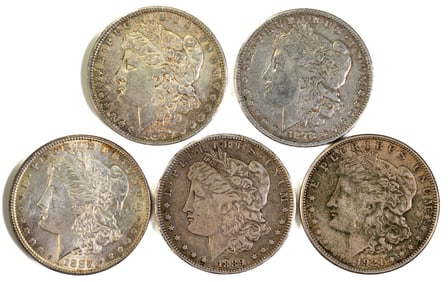 Five (5) Morgan Silver Dollars Mixed Dates