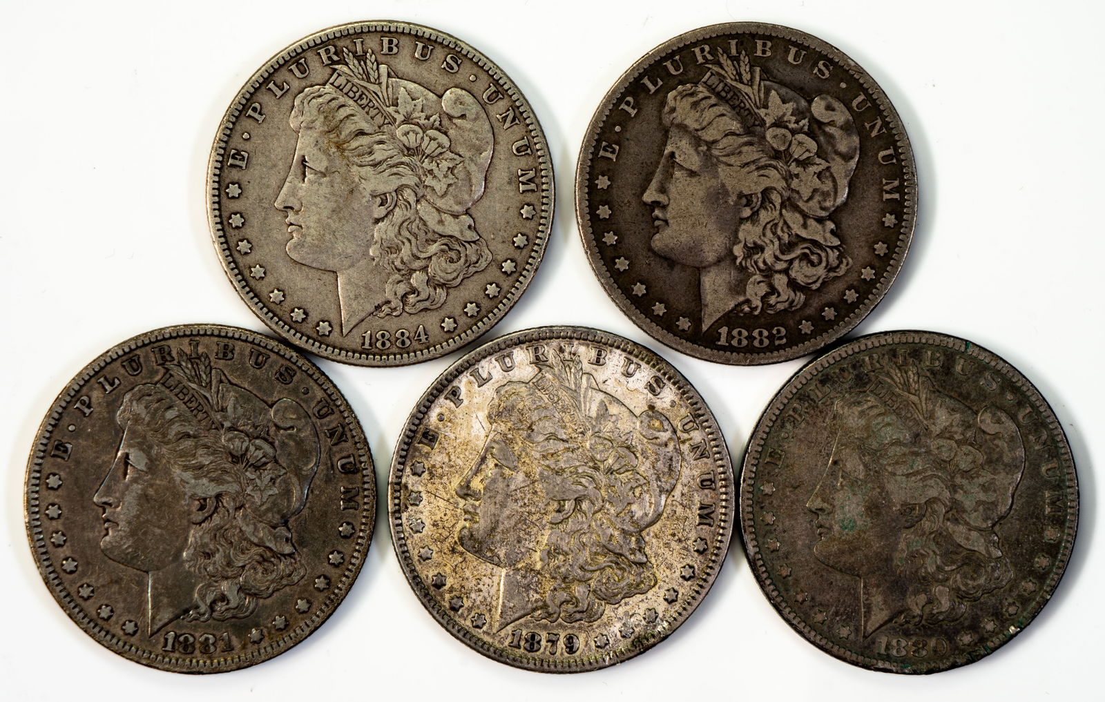 Five (5) Morgan Silver Dollars Mixed Dates (1 of 2)