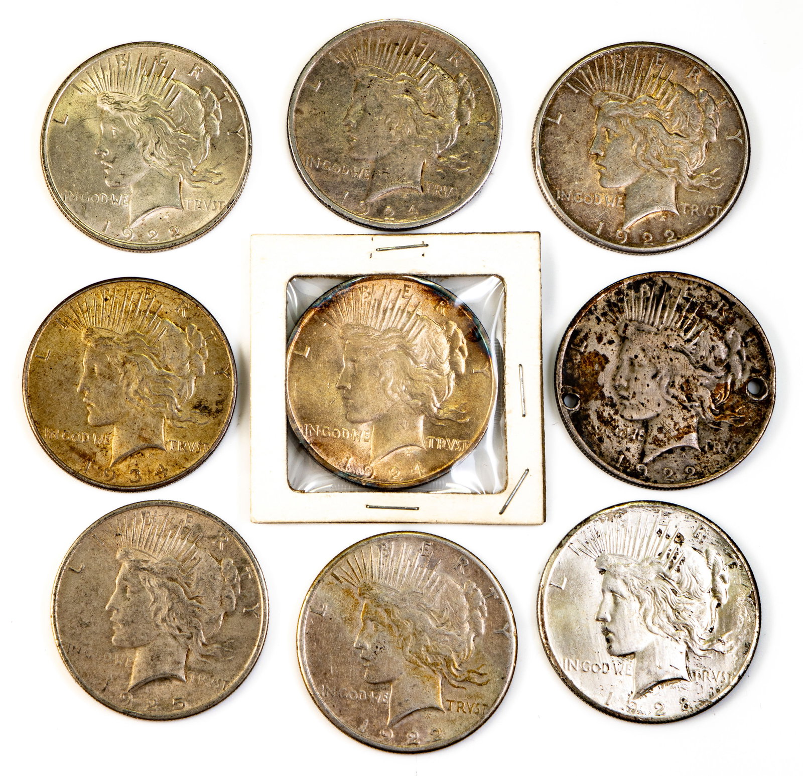 Nine (9) Liberty Peace Silver Dollars inc 1928 (1 of 2)