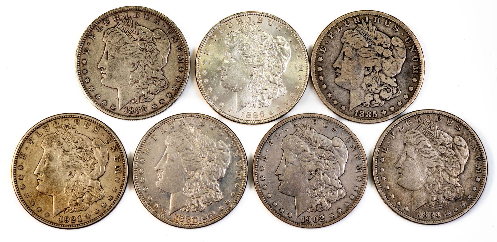 Seven (7) Morgan Silver Dollars Mixed Dates (1 of 2)