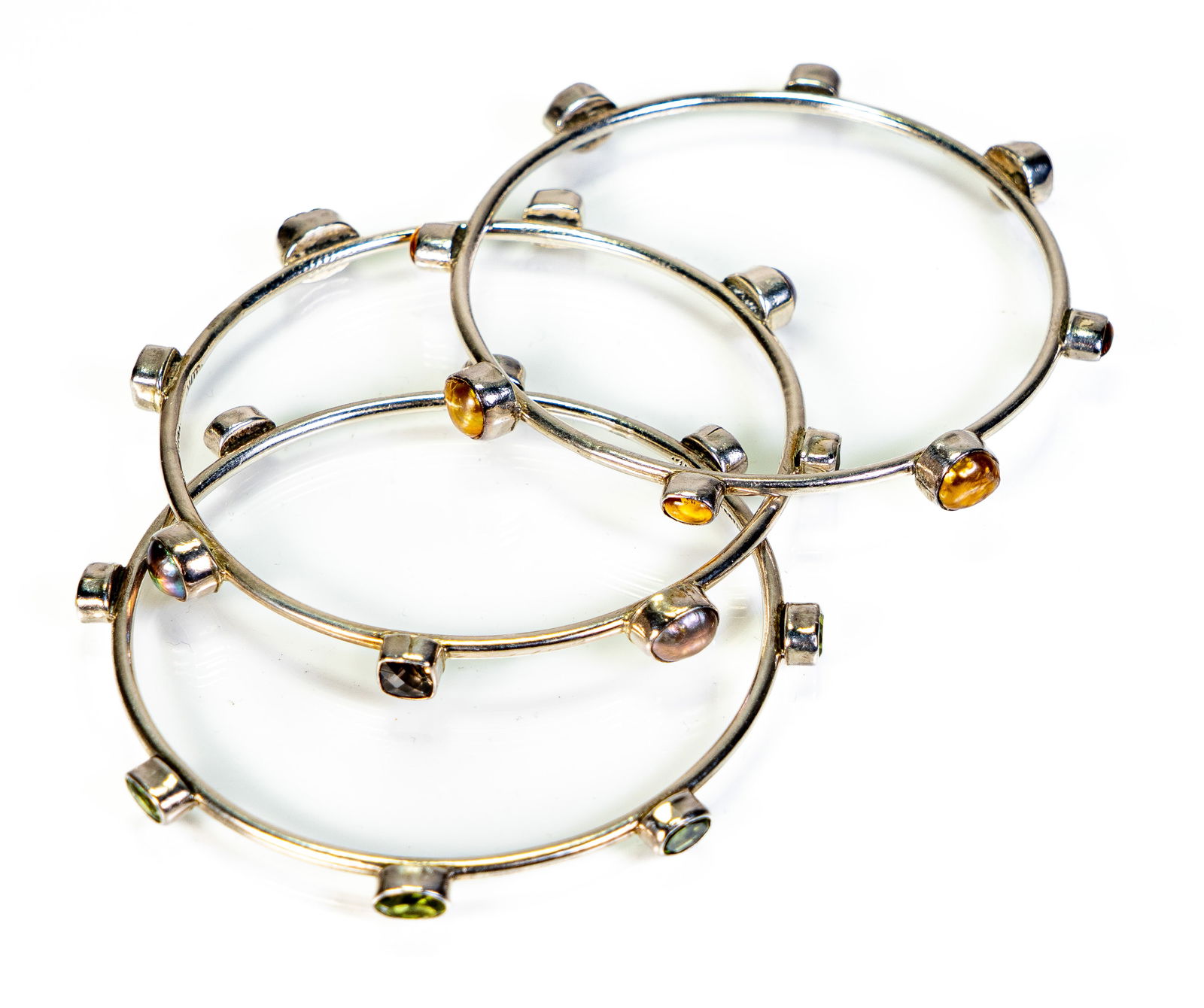 Three (3) Sterling Silver & Gemstone Bracelets (1 of 7)