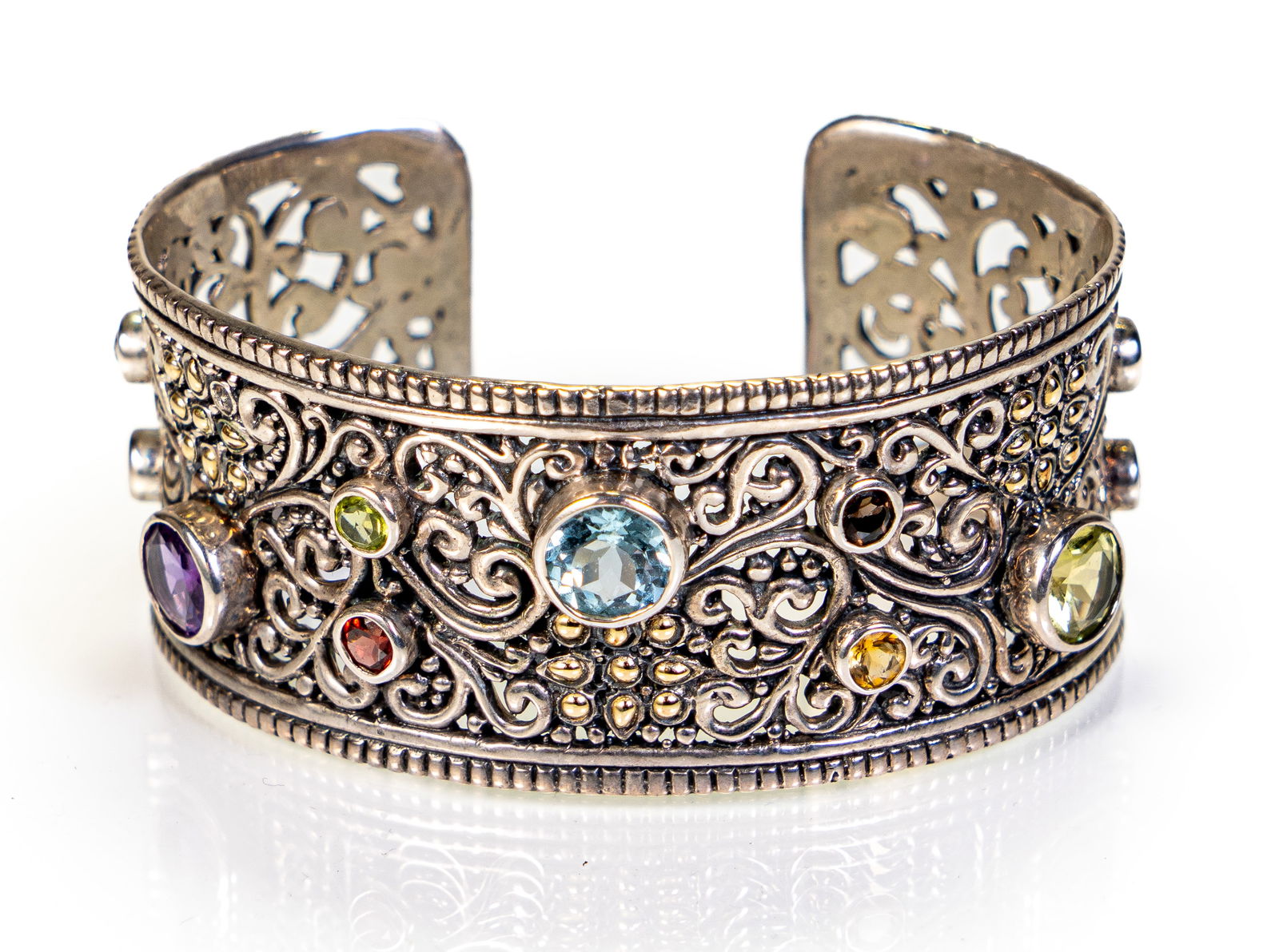 Samuel Benham Sterling Silver & Semiprecious Stones Cuff Bracelet (1 of 7)
