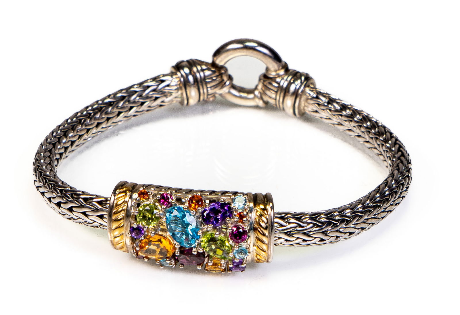 Effy Sterling Silver, 18k Gold & Gemstones Mesh Bracelet (1 of 6)