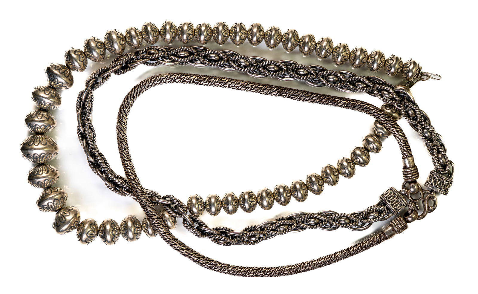 Three (3) Sterling Silver Necklaces (1 of 8)