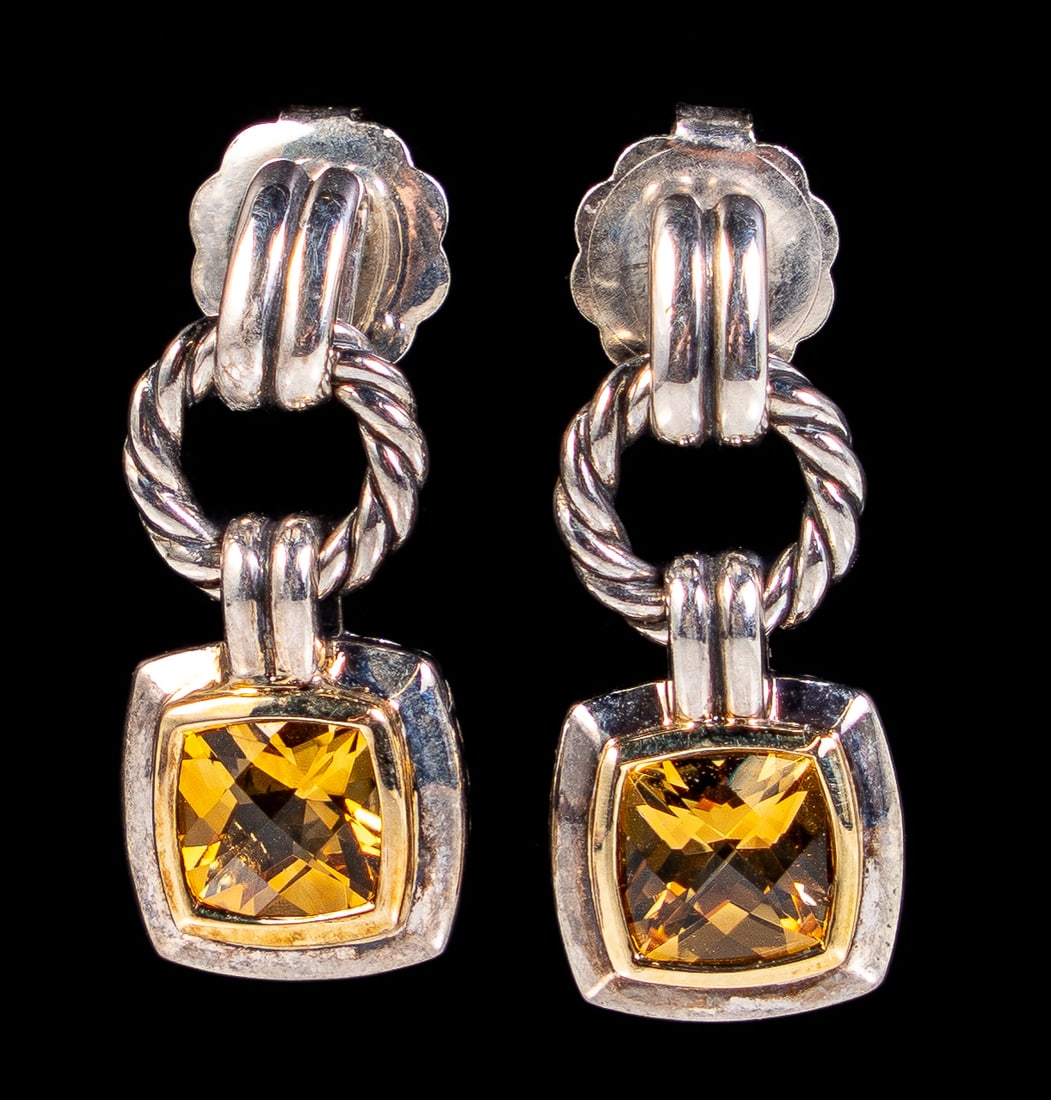 David Yurman 18k Gold & Sterling Silver Renaissance Drop Earrings (1 of 3)