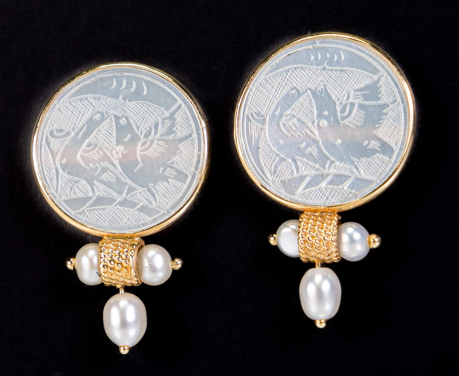 14k Gold & Pearl Coin Earrings (1 of 6)