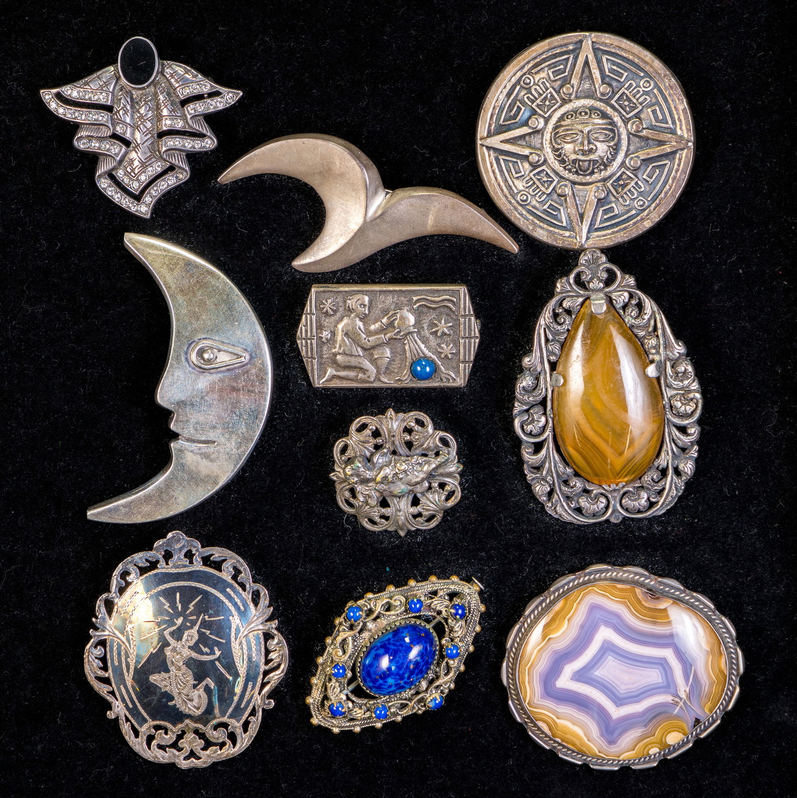 Eleven (11) Sterling Silver Brooches (1 of 4)