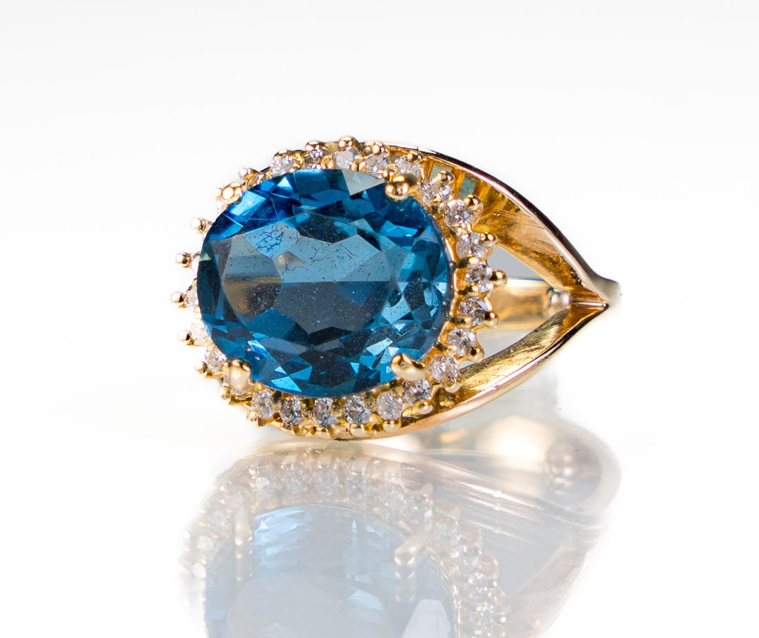 14k Gold, Topaz & Diamonds Ring (1 of 7)