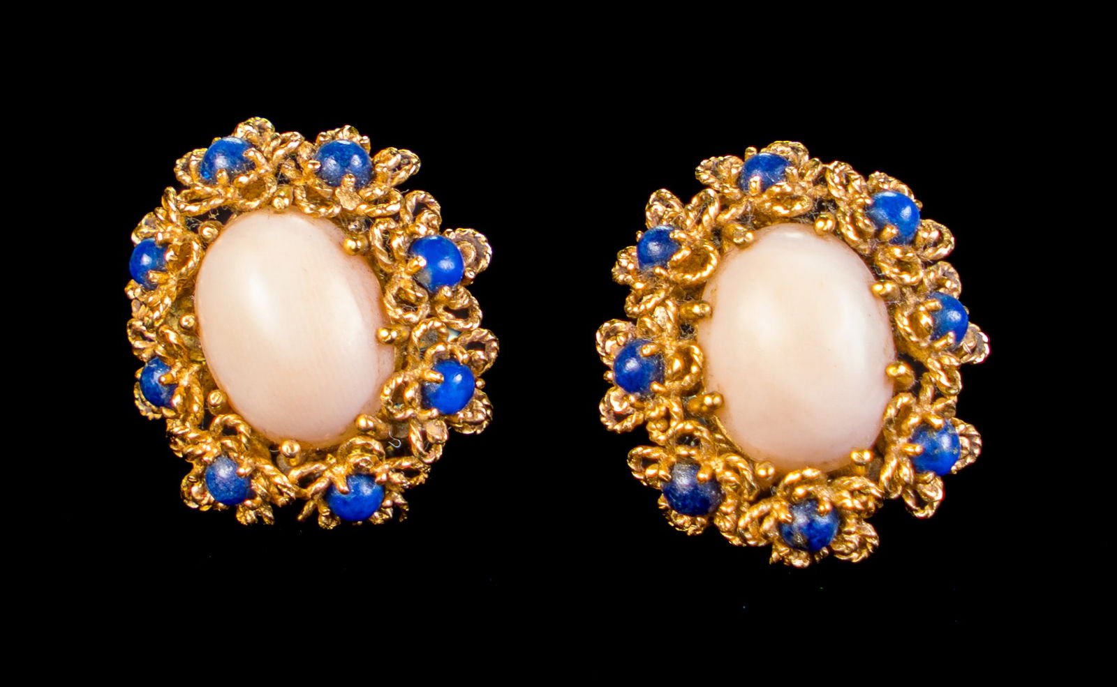 18k Gold Coral & Lapis Earrings (1 of 8)