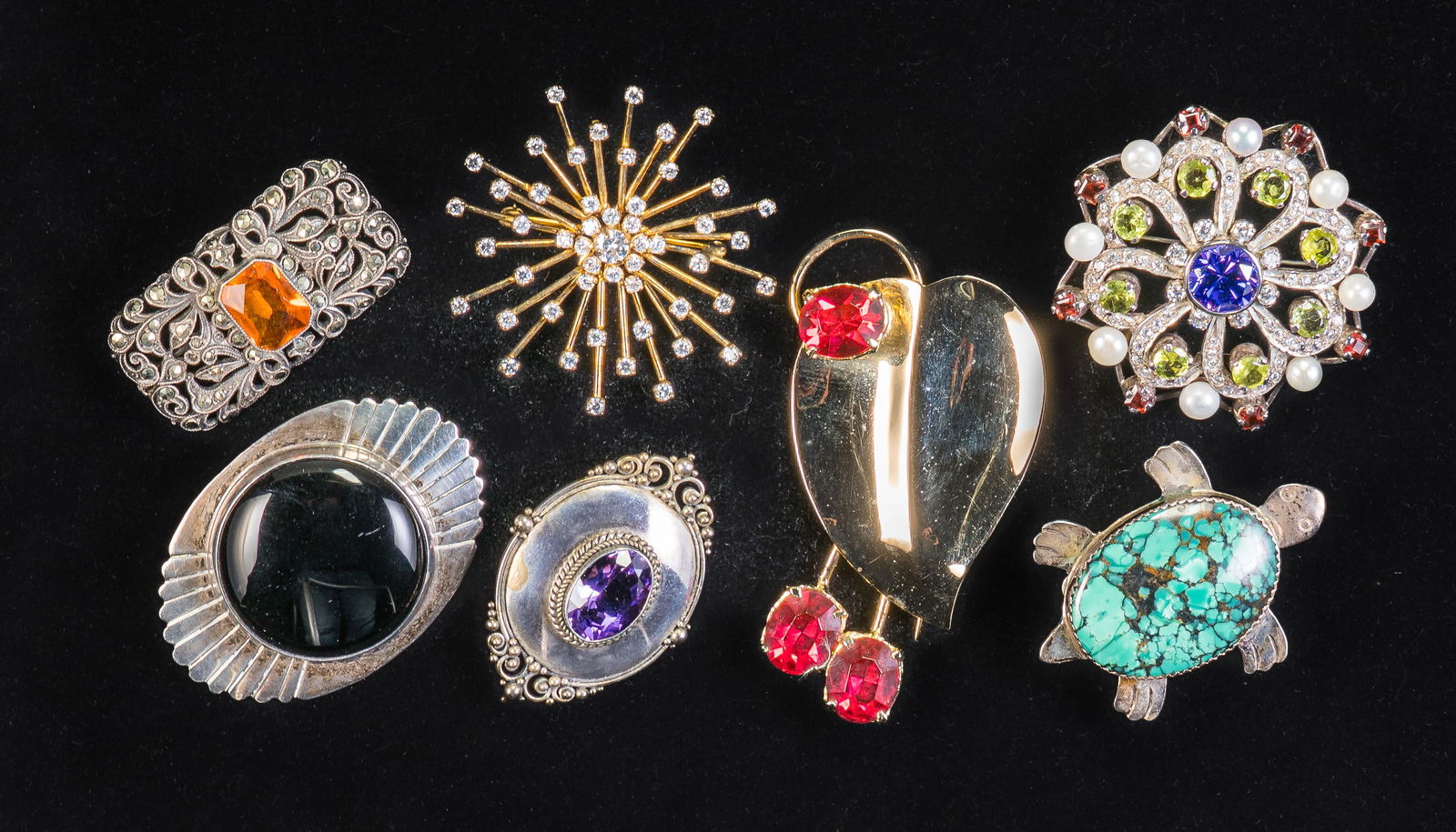 Seven (7) Sterling Silver Costume Jewelry Pins Brooches (1 of 4)