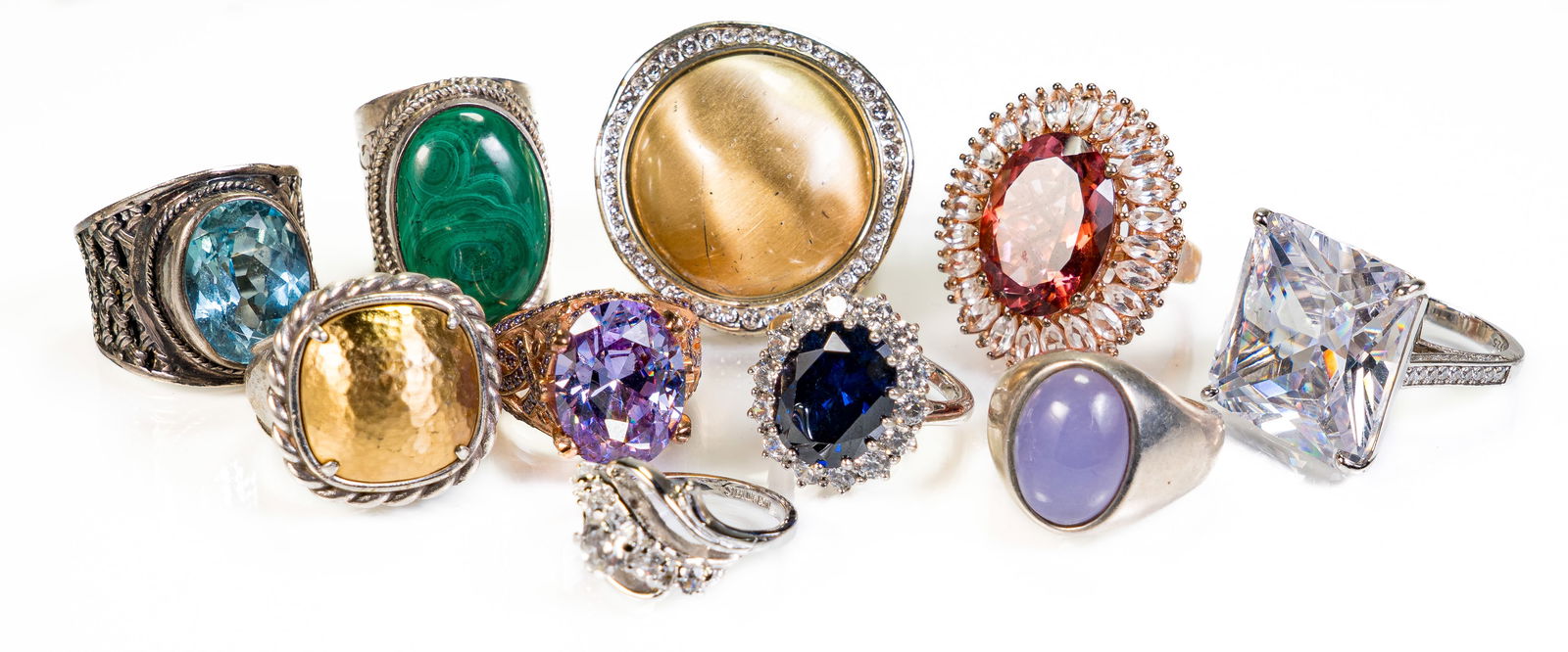 Ten (10) Sterling Silver Costume Jewelry Rings (1 of 3)