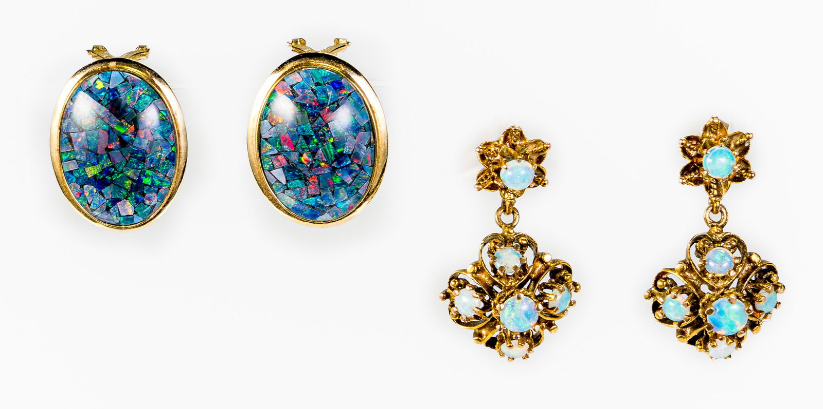 Two (2) Pair 14k Gold & Opal Earrings (1 of 2)