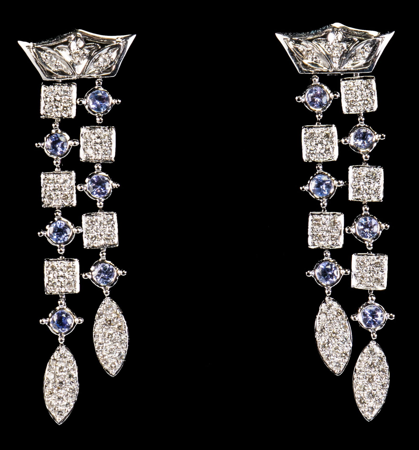 14k Gold, Tanzanite & Diamond Drop Earrings (1 of 3)