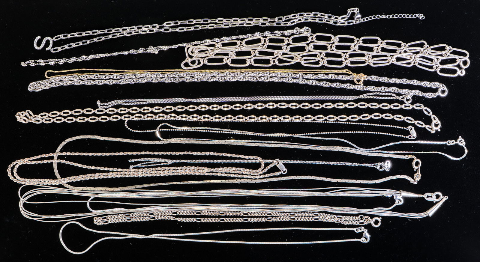 Sixteen (16) Sterling Silver Chain Necklaces (1 of 1)