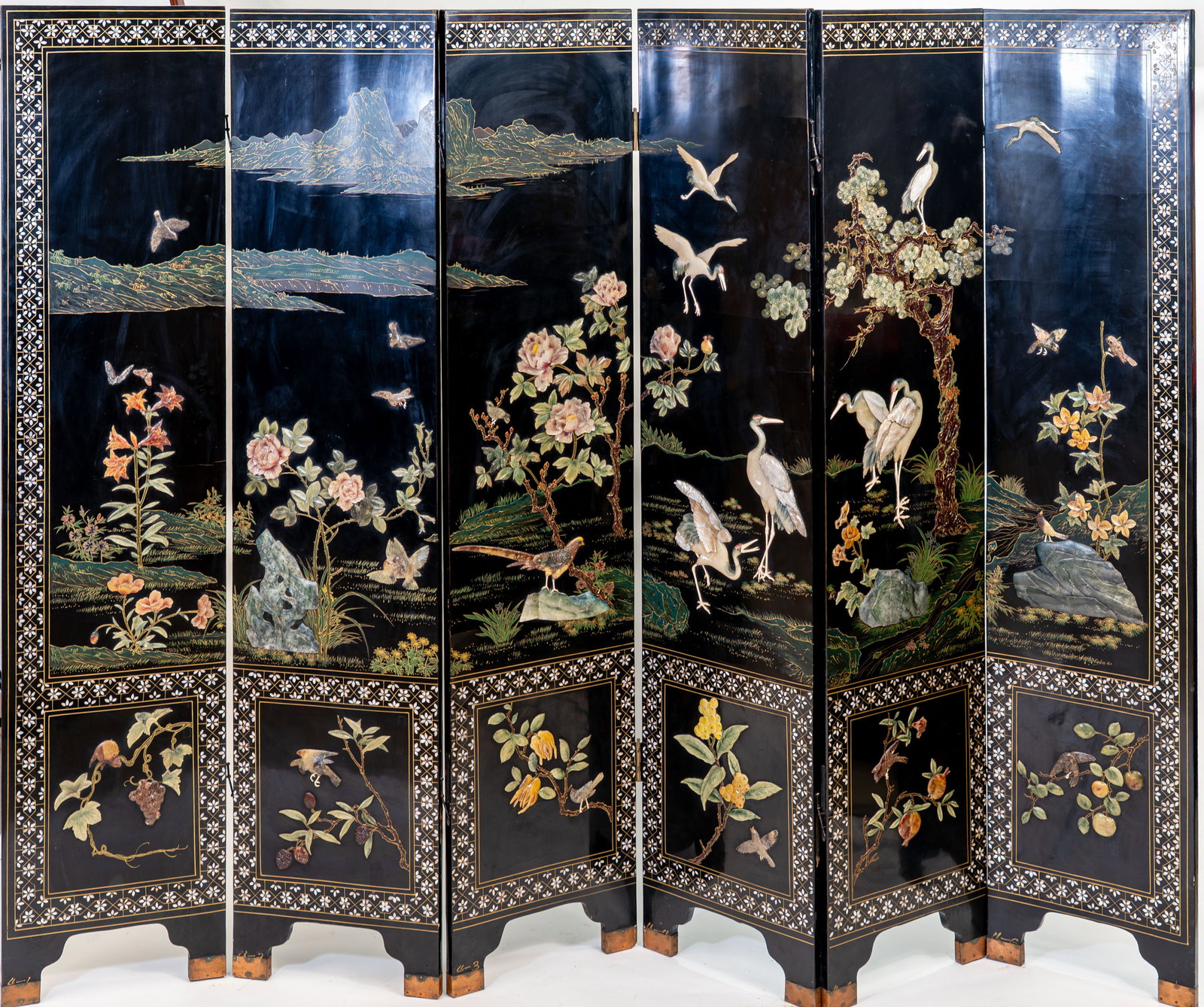 Chinese Six-Panel Lacquer and Inlaid Coromandel Screen (1 of 14)
