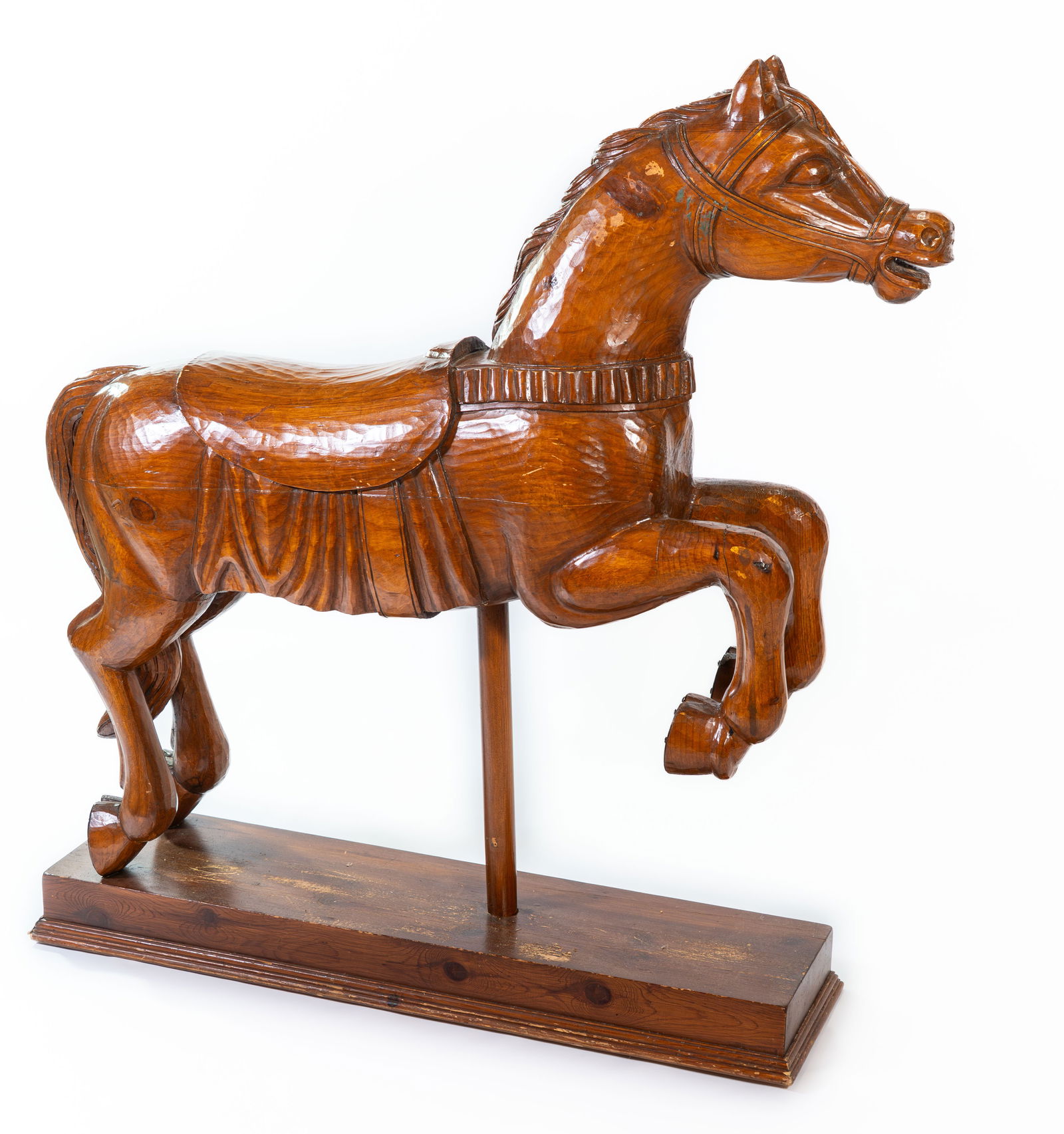 Vintage Unpainted Wood Carousel Horse on Base (1 of 11)