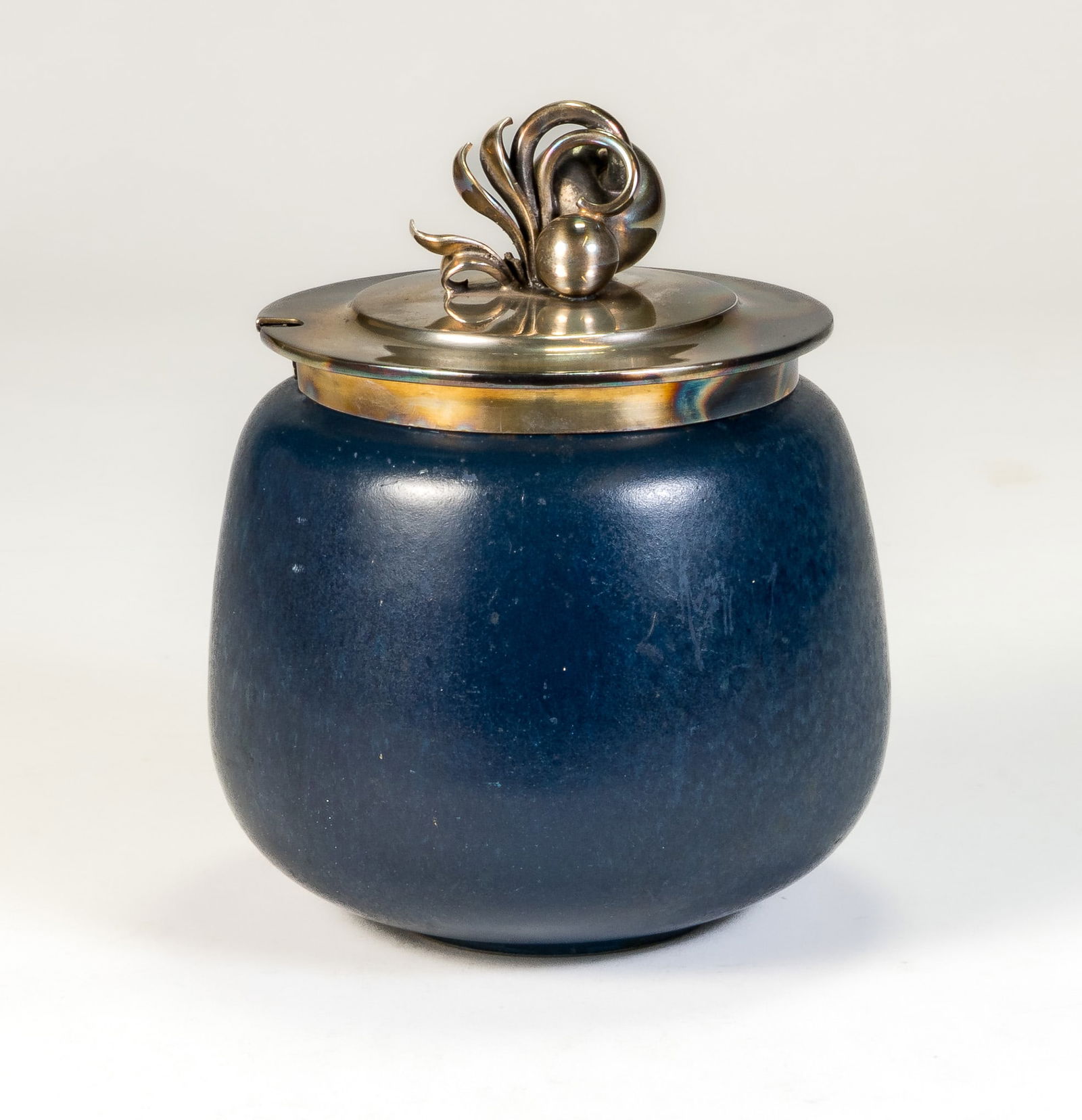 Saxbo Pottery Jam Jar Georg Jensen Sterling Lid (1 of 11)