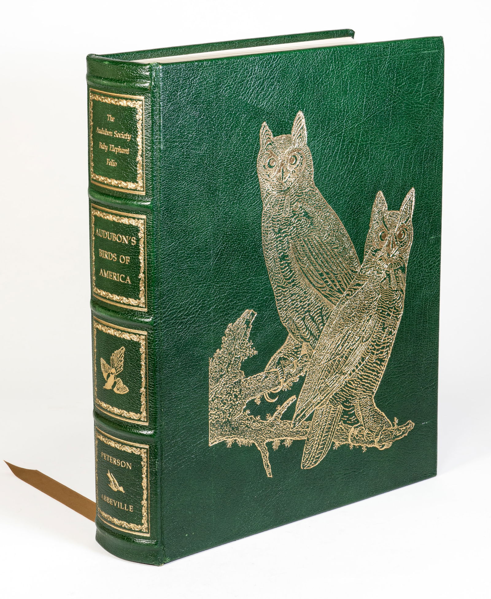 Audubon's Birds of America Baby Elephant Folio Signed Peterson: Audubon's Birds of America by Peterson. Handbound in leather, Special Edition of The Audubon Society Baby Elephant Folio. Signed by Roger Tory Peterson and Virginia Marie Peterson. Abbeville Press Pub