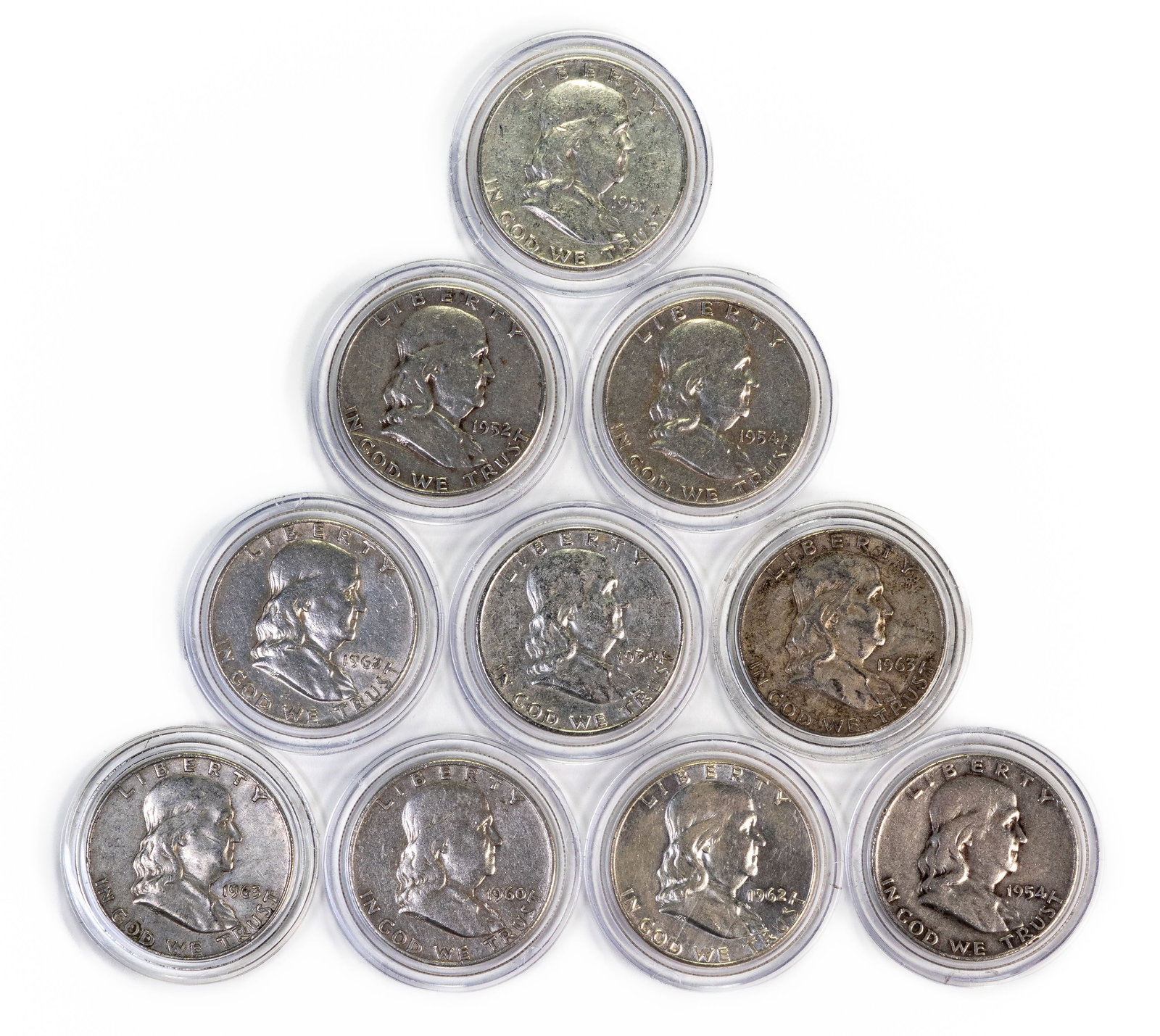 Ten (10) Franklin Half Dollars (1 of 3)