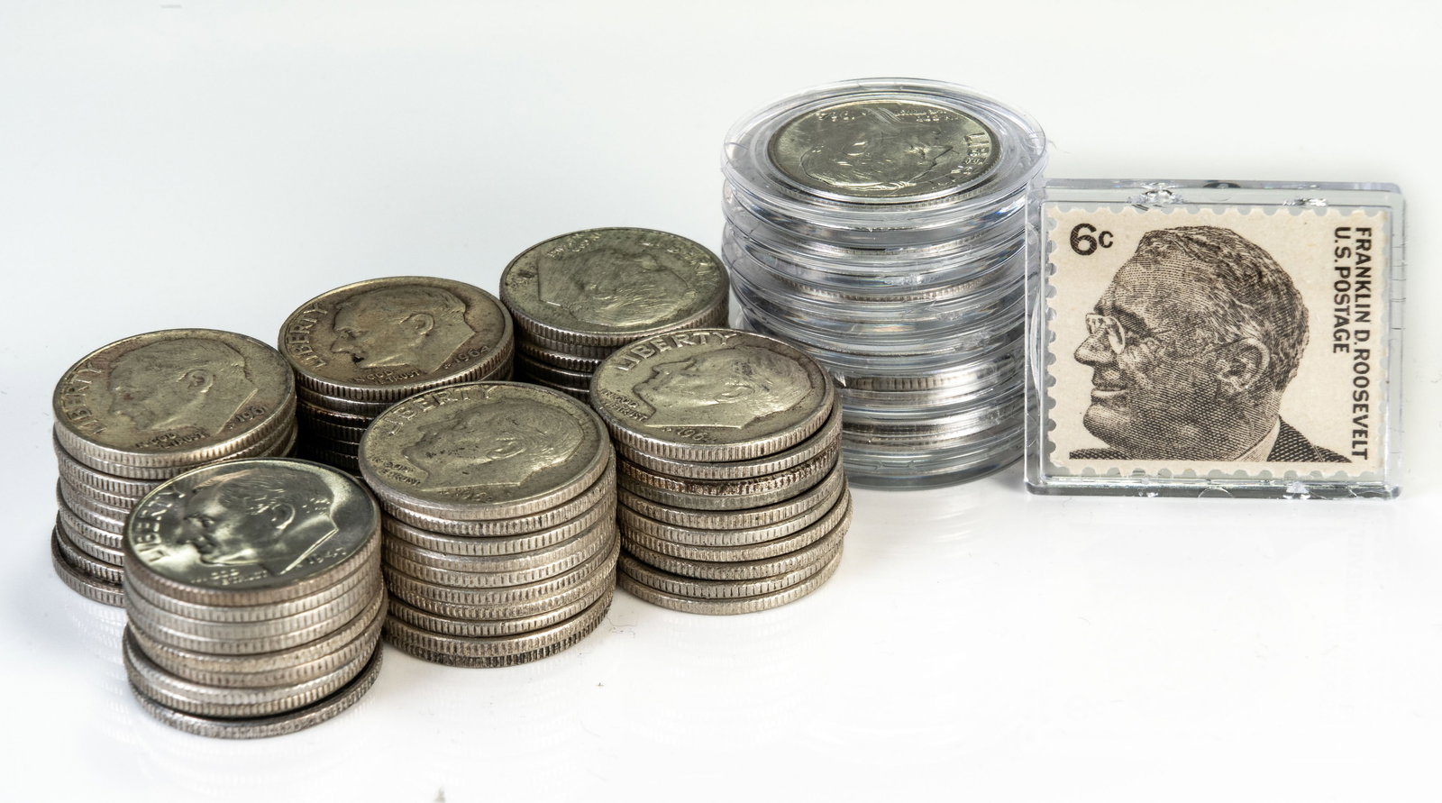 Sixty-Six (66) Mixed Roosevelt Dimes 90% Silver (1 of 4)