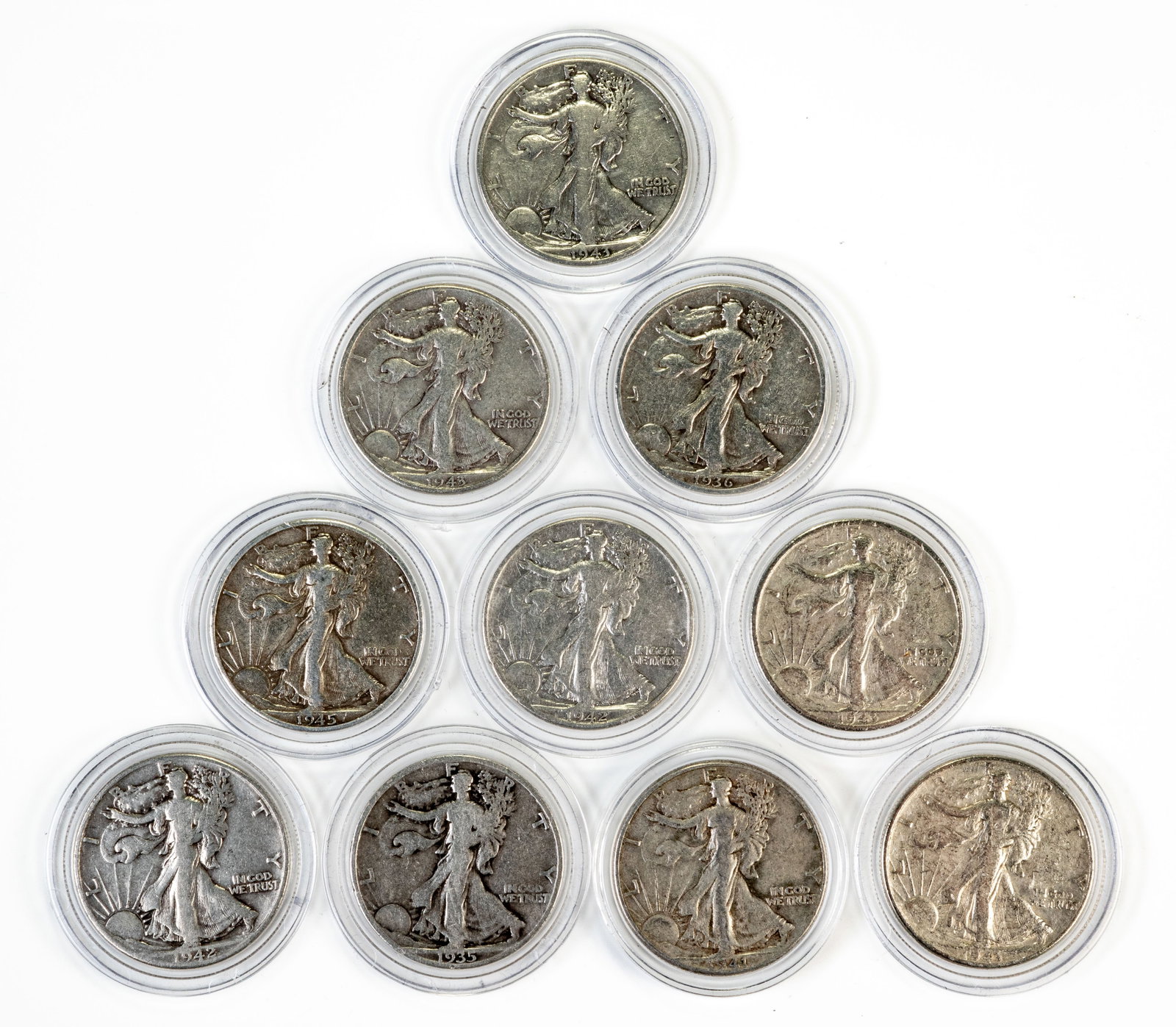 Ten (10) Walking Liberty Half Dollars (1 of 3)