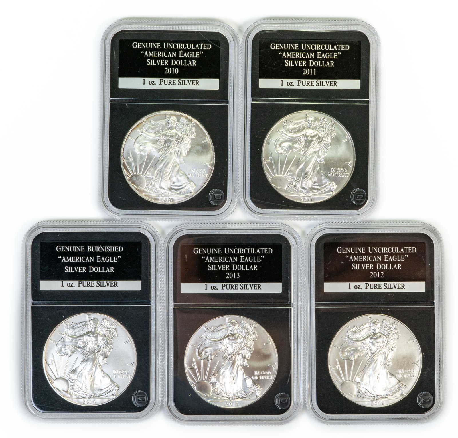 Five (5) Pcs Uncirculated America Eagle Silver Dollars (1 of 3)