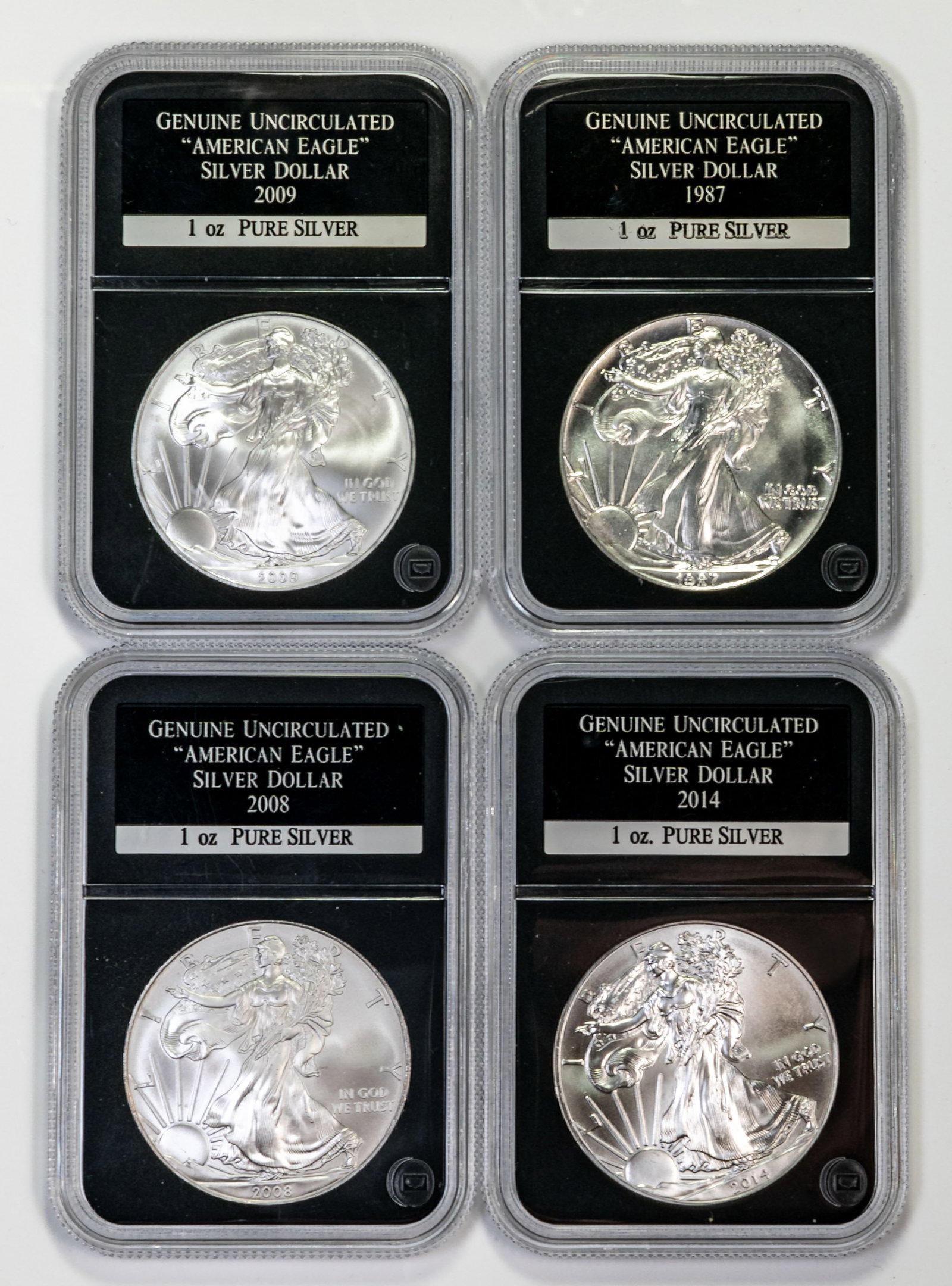 Four (4) Pcs Uncirculated America Eagle Silver Dollars (1 of 3)