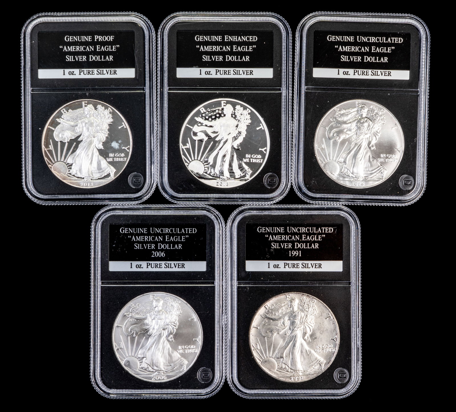 Five (5) Pcs American Eagle Silver Dollars (1 of 2)