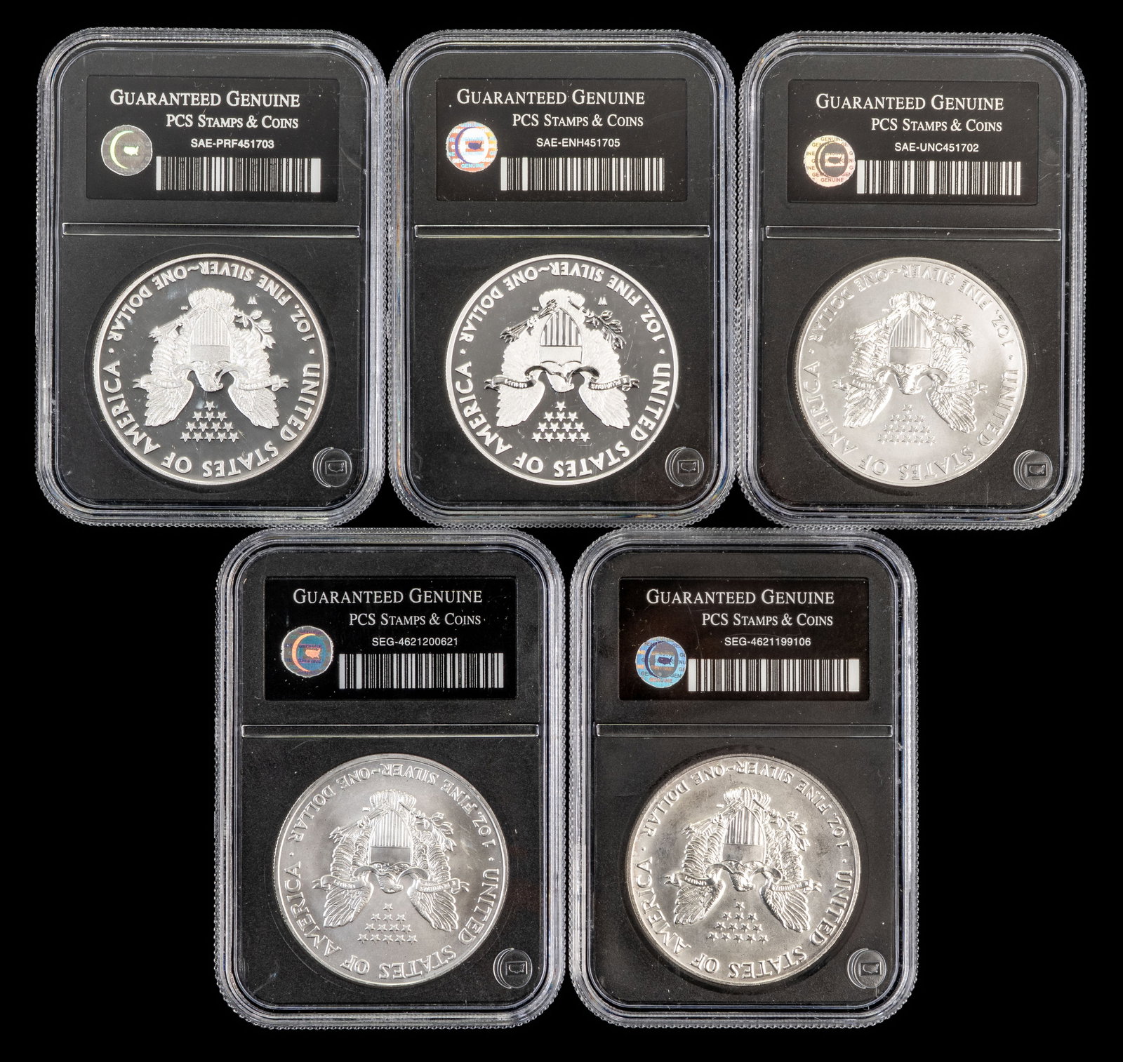 Five (5) Pcs American Eagle Silver Dollars - 2