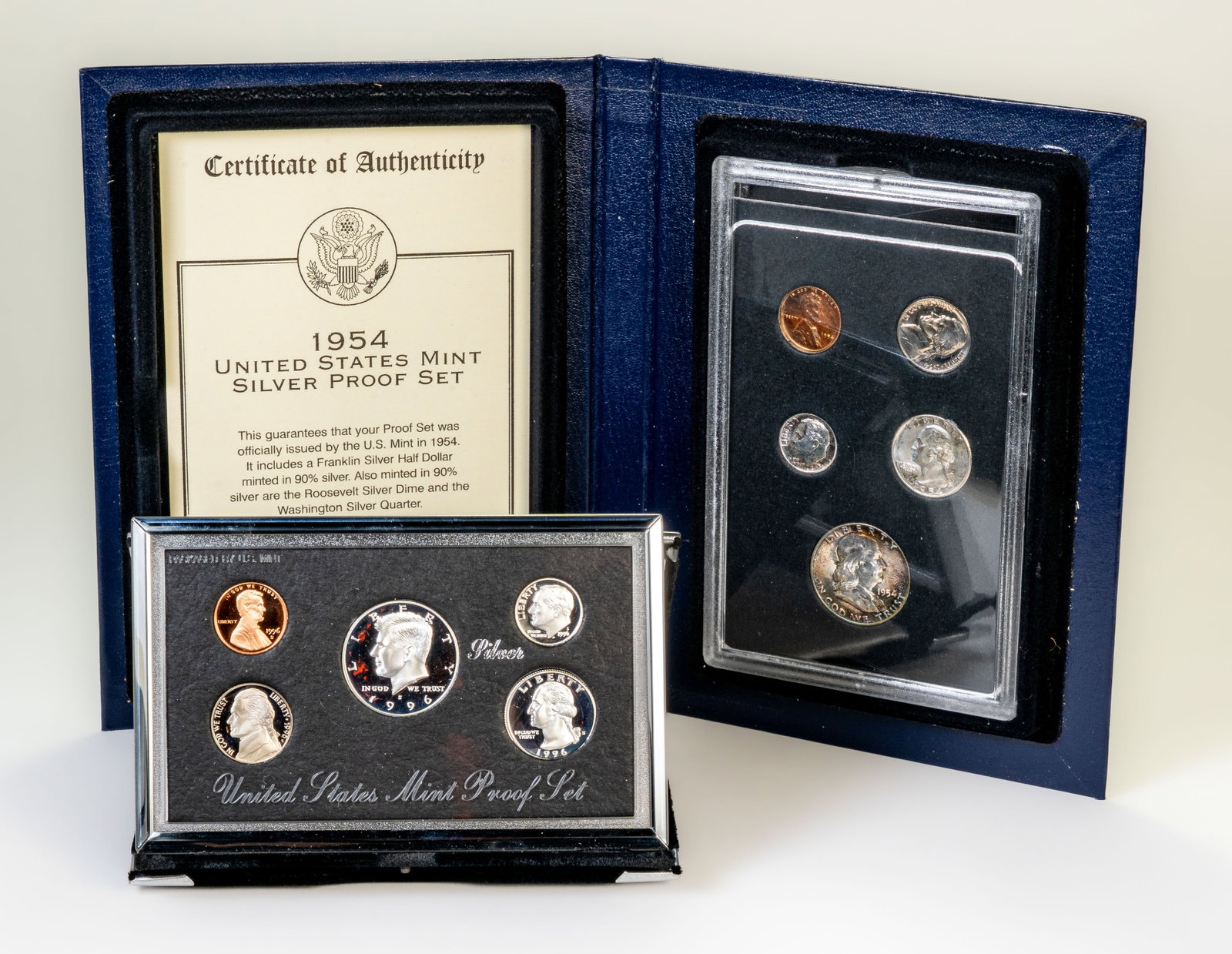 Two (2) US Mint Silver Proof Sets 1954 & 1996 (1 of 4)