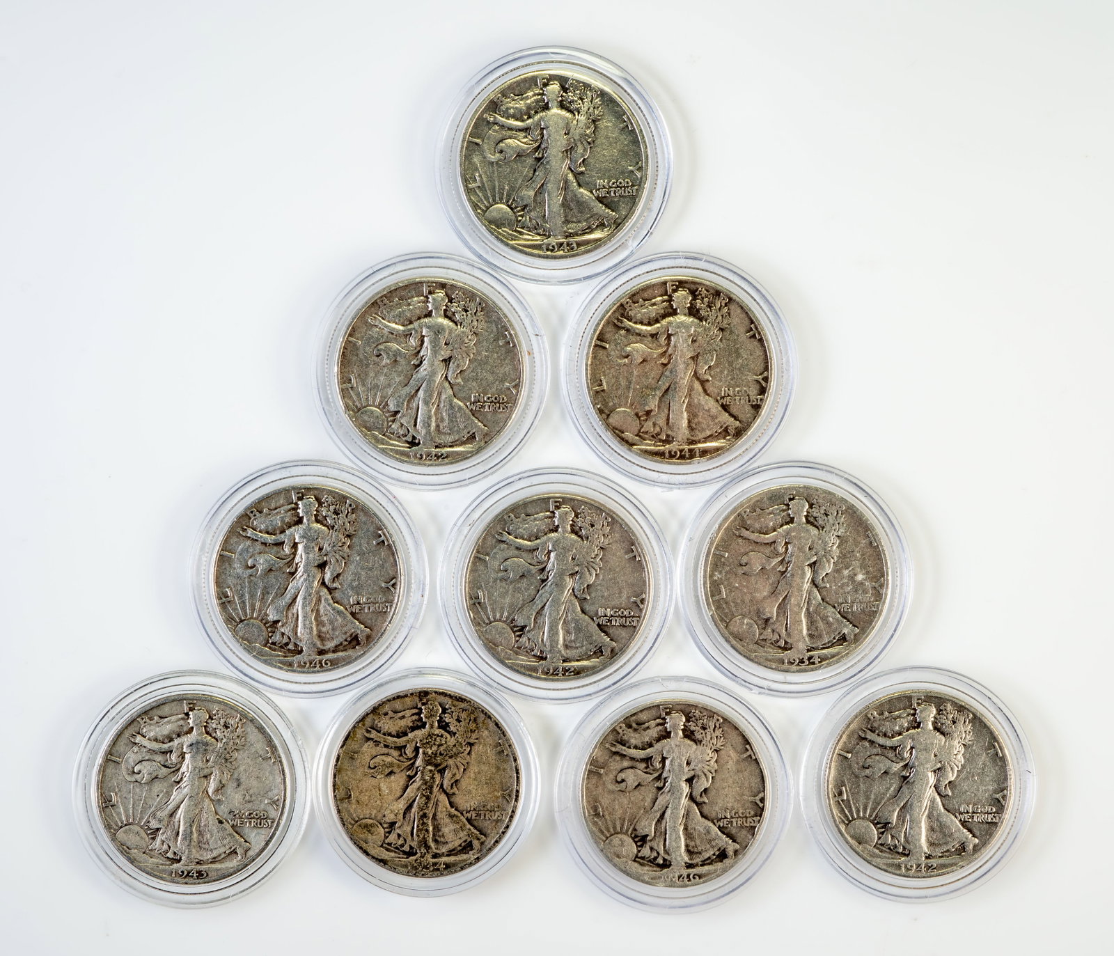 Ten (10) Walking Liberty Half Dollars (1 of 4)