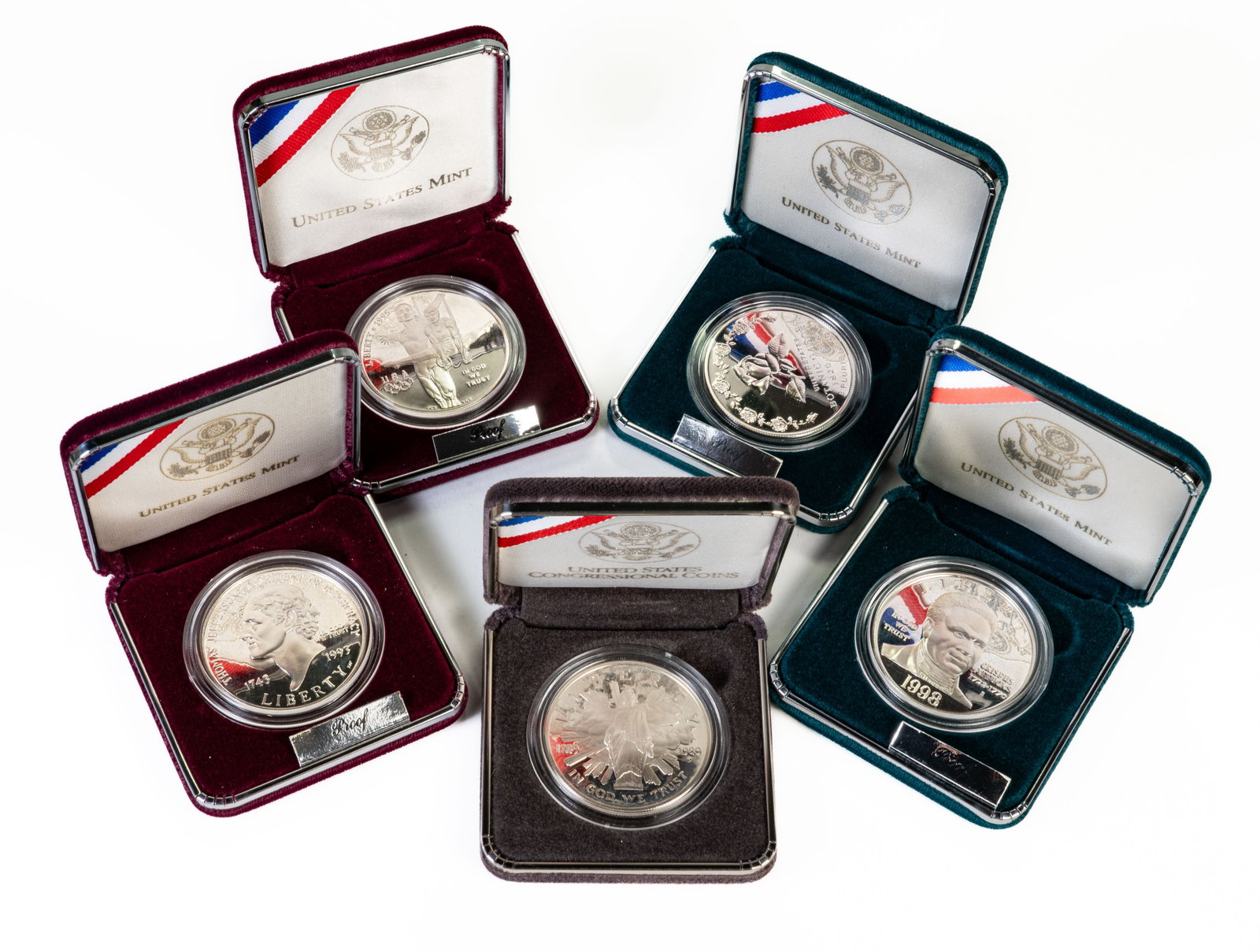 Five (5) US Commemorative Silver Dollars - 2