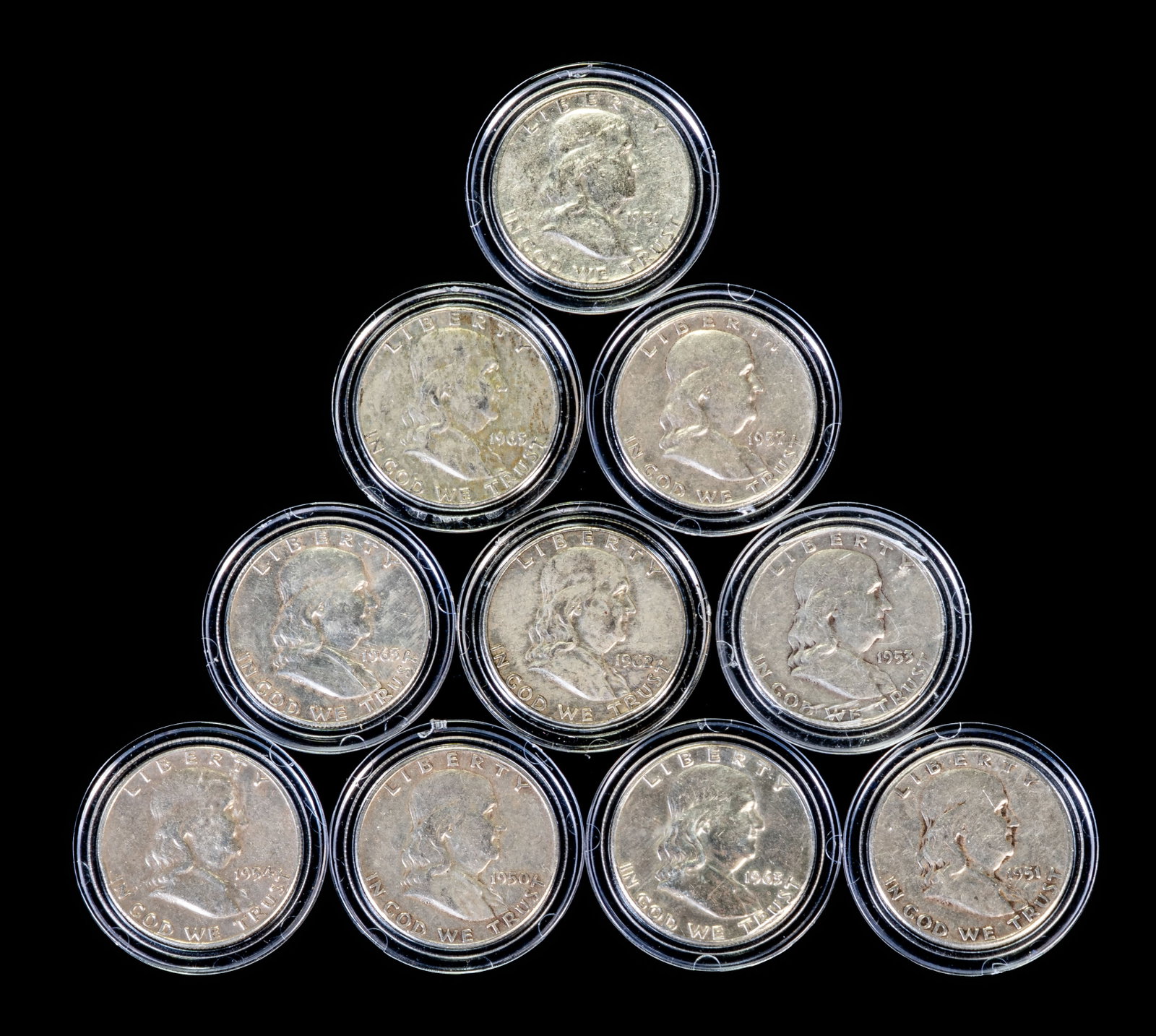 Ten (10) Franklin Half Dollars (1 of 3)