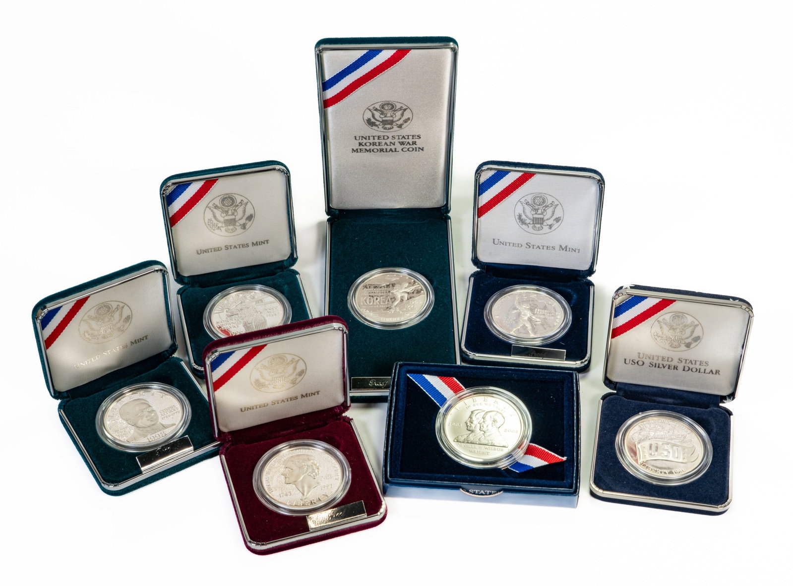 Seven (7) US Silver Commemorative Dollars (1 of 9)