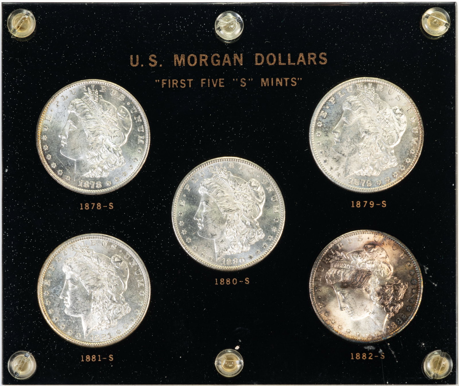 Five (5) Morgan Silver Dollars " First Five "S" Mints"