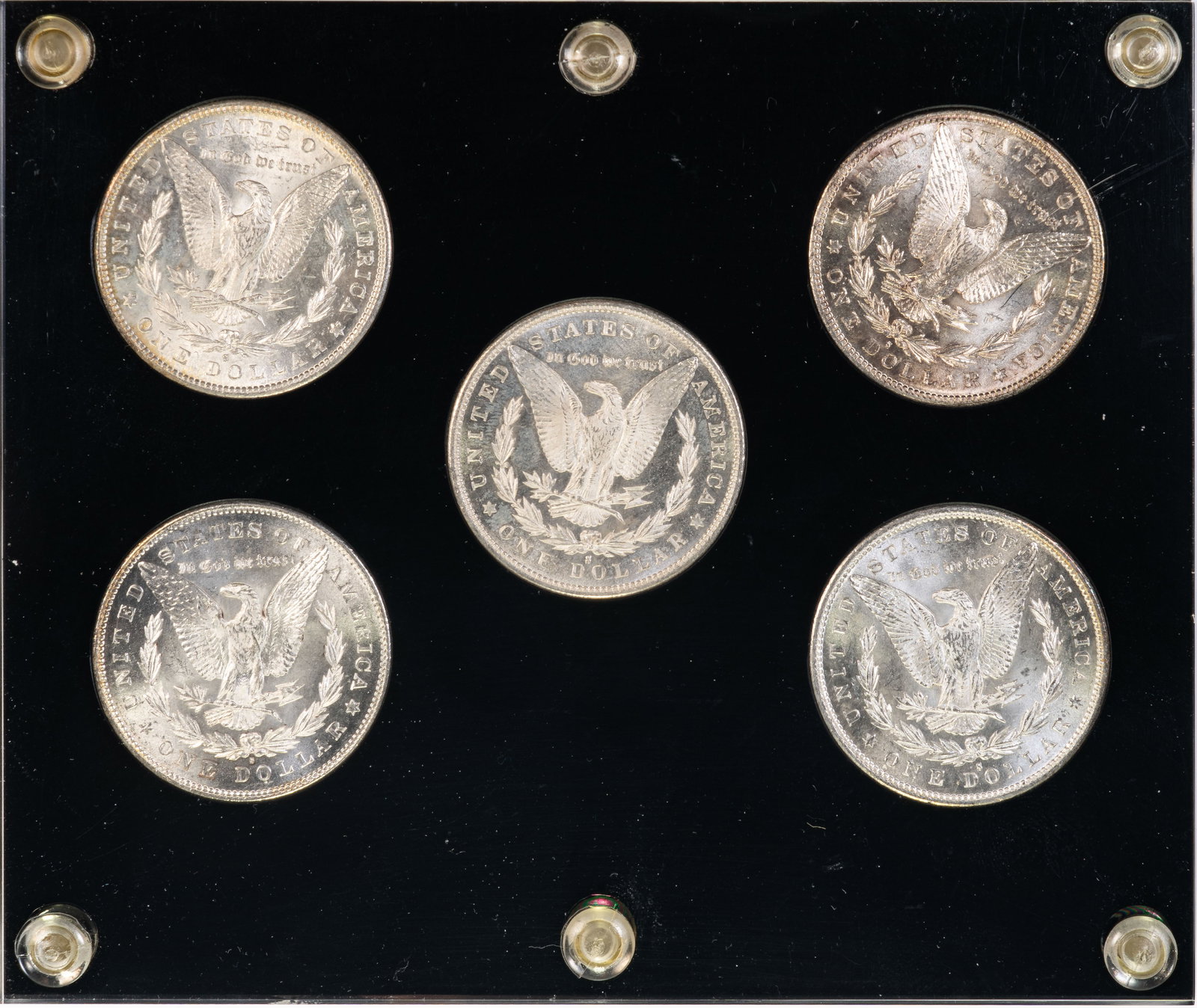 Five (5) Morgan Silver Dollars " First Five "S" Mints" - 2