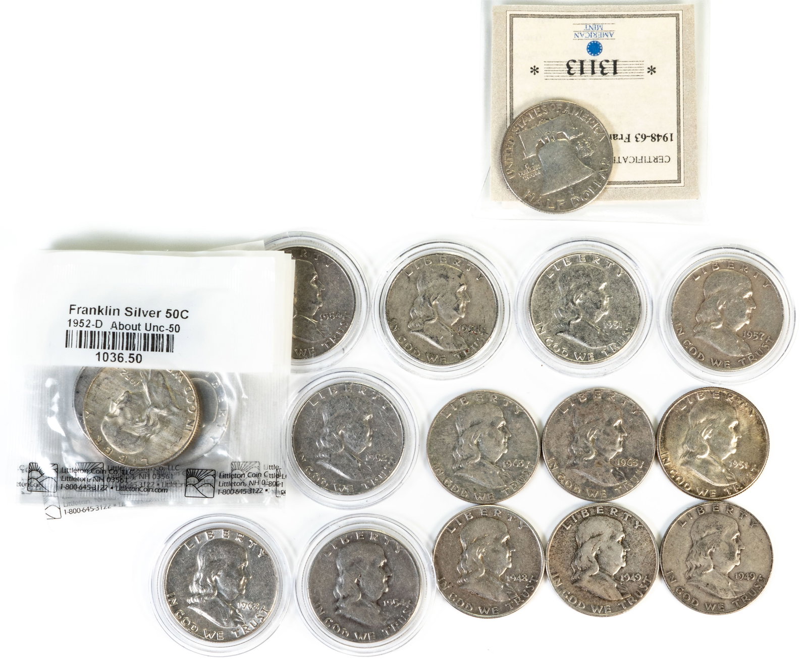 Twenty (20) Franklin Half Dollars. Mixed dates (1 of 3)
