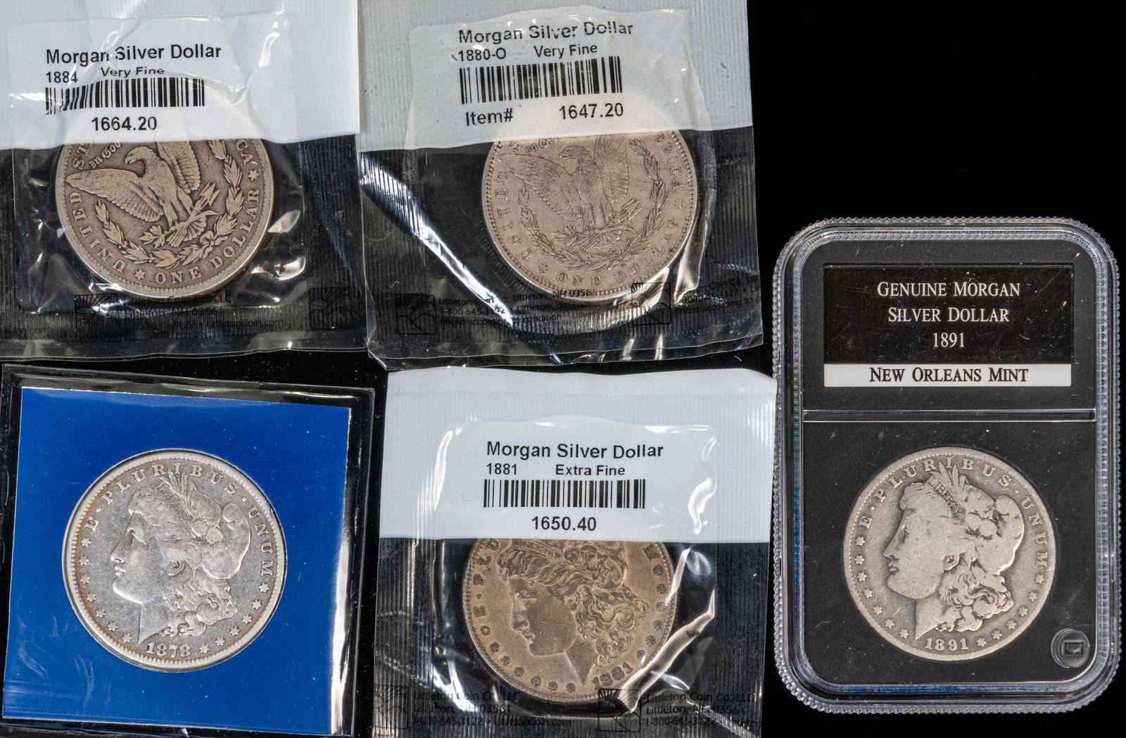 Five (5) Morgan Silver Dollars - 2