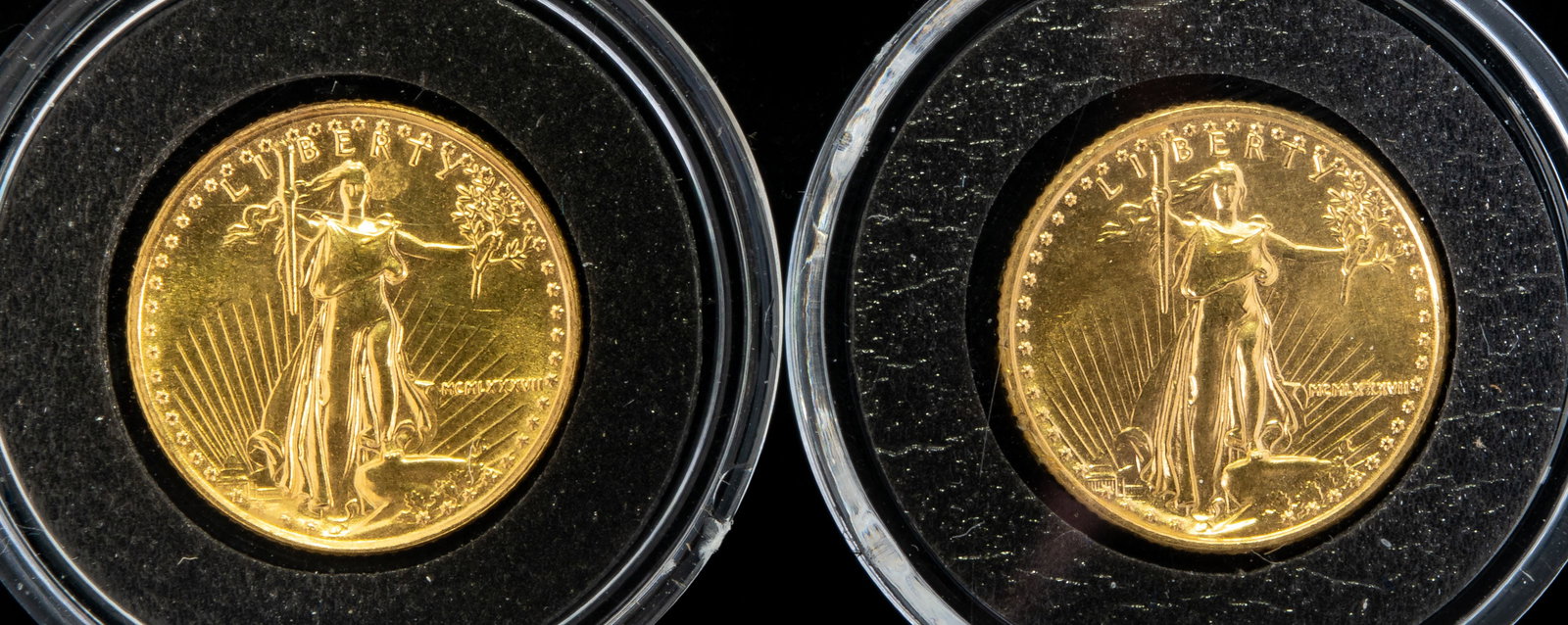 Two (2) US $5 Gold Eagle Coins 1/10 Oz Each (1 of 4)
