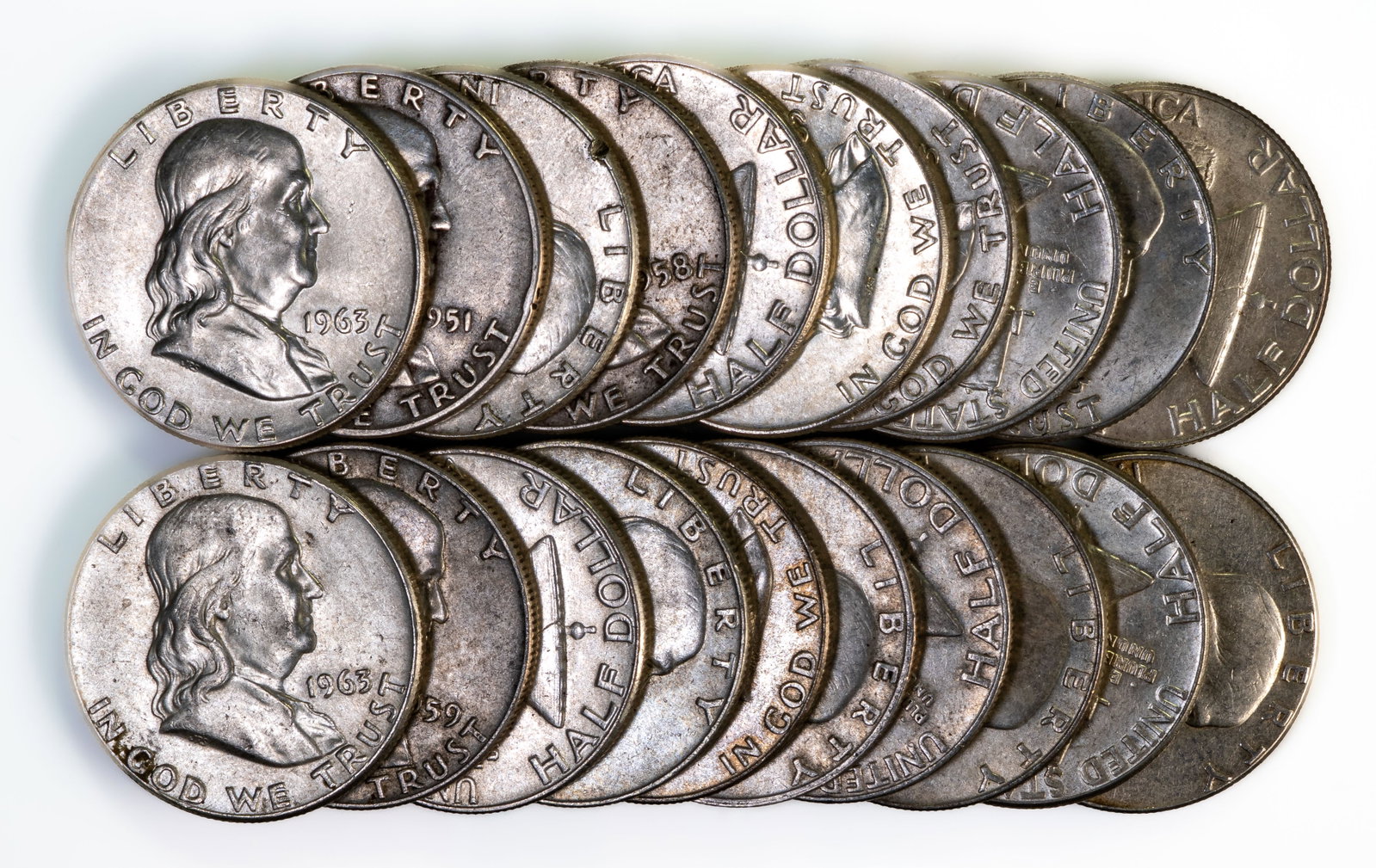 Twenty (20) Franklin Half Dollars (1 of 3)
