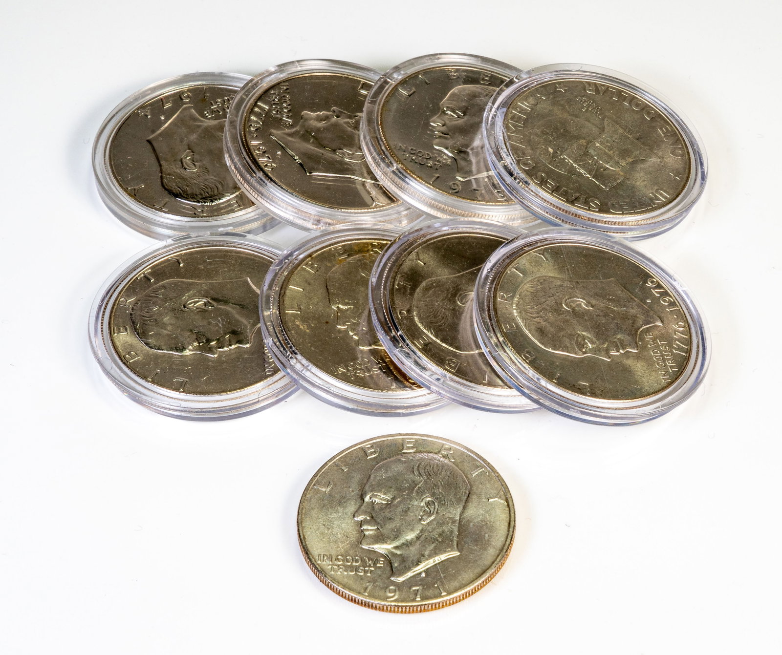 Nine (9) Eisenhower 40% Silver Dollars (1 of 4)