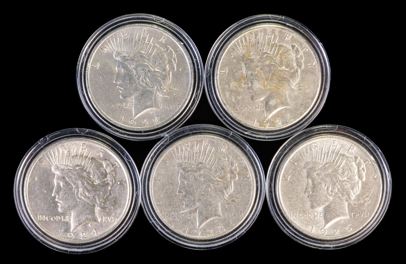 Five (5) Liberty Peace Silver Dollars (1 of 2)