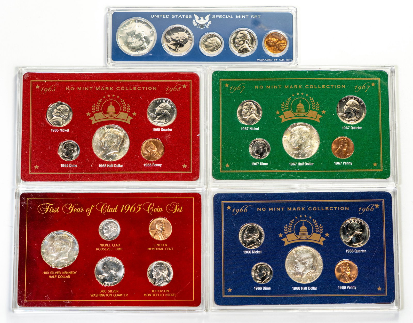 Five (5) US Mint Sets 1965 1966 1967 (1 of 8)
