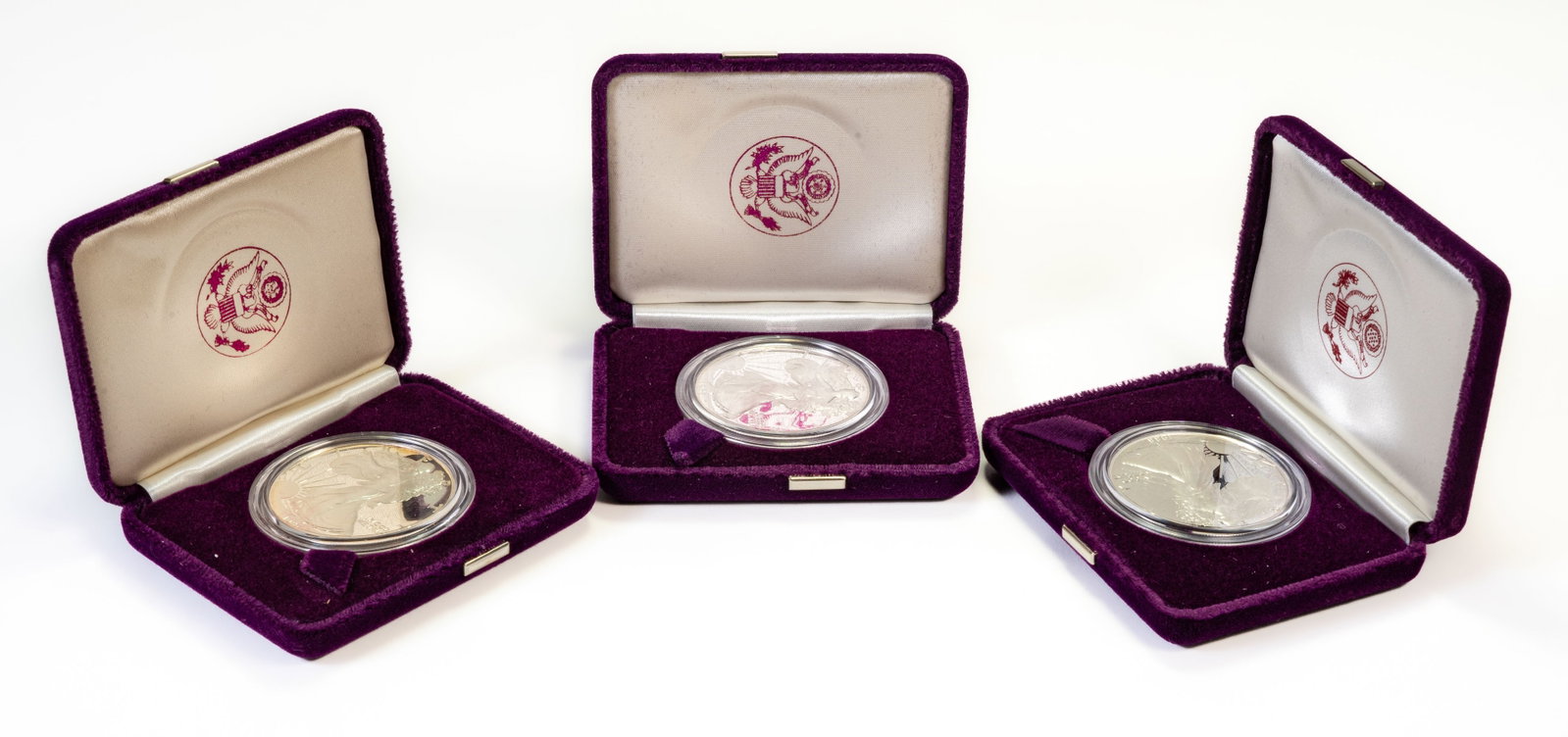 Three (3) American Eagle Silver Bullion Coins 1986, 1987, 1988 (1 of 4)
