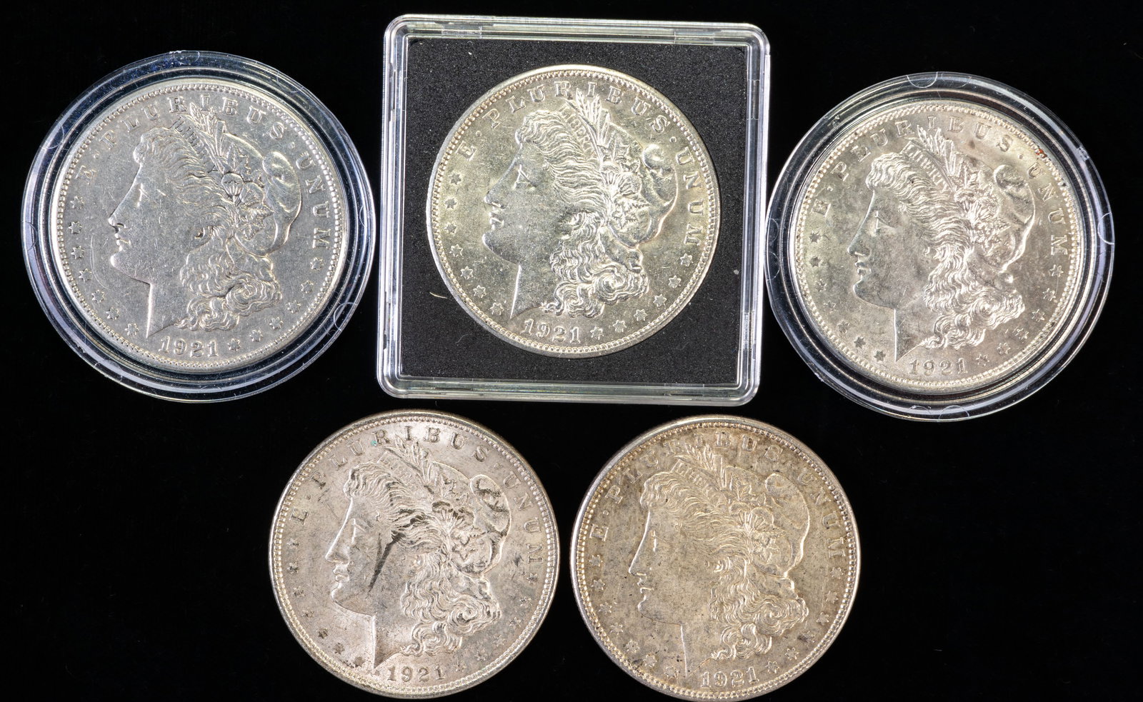 Five (5) Morgan Silver Dollars 1921 (1 of 2)