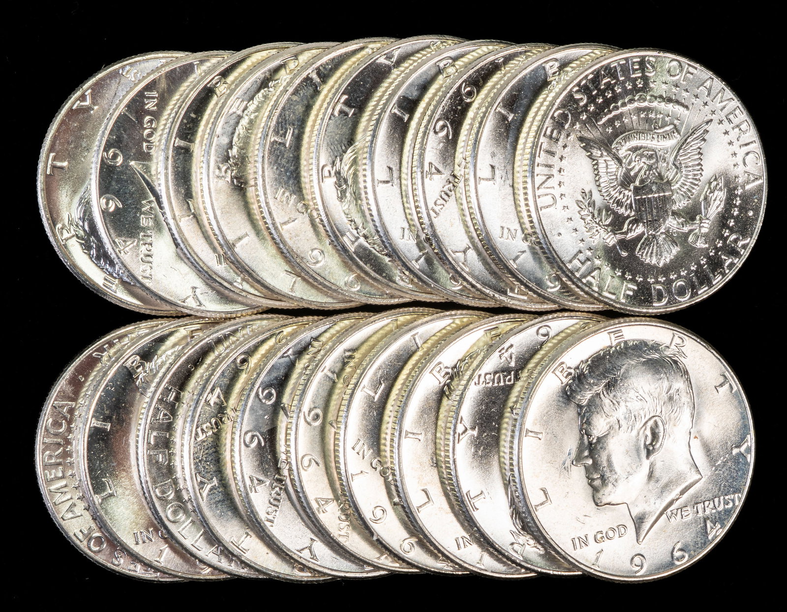Twenty (20) Kennedy 1964 Half Dollars $10 FV (1 of 2)