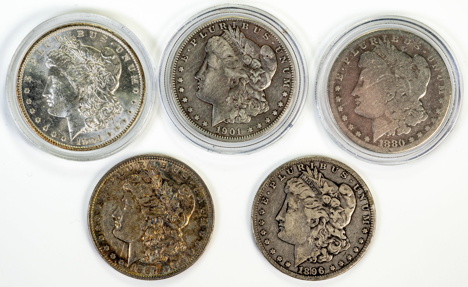 Five (5) Morgan Silver Dollars (1 of 3)