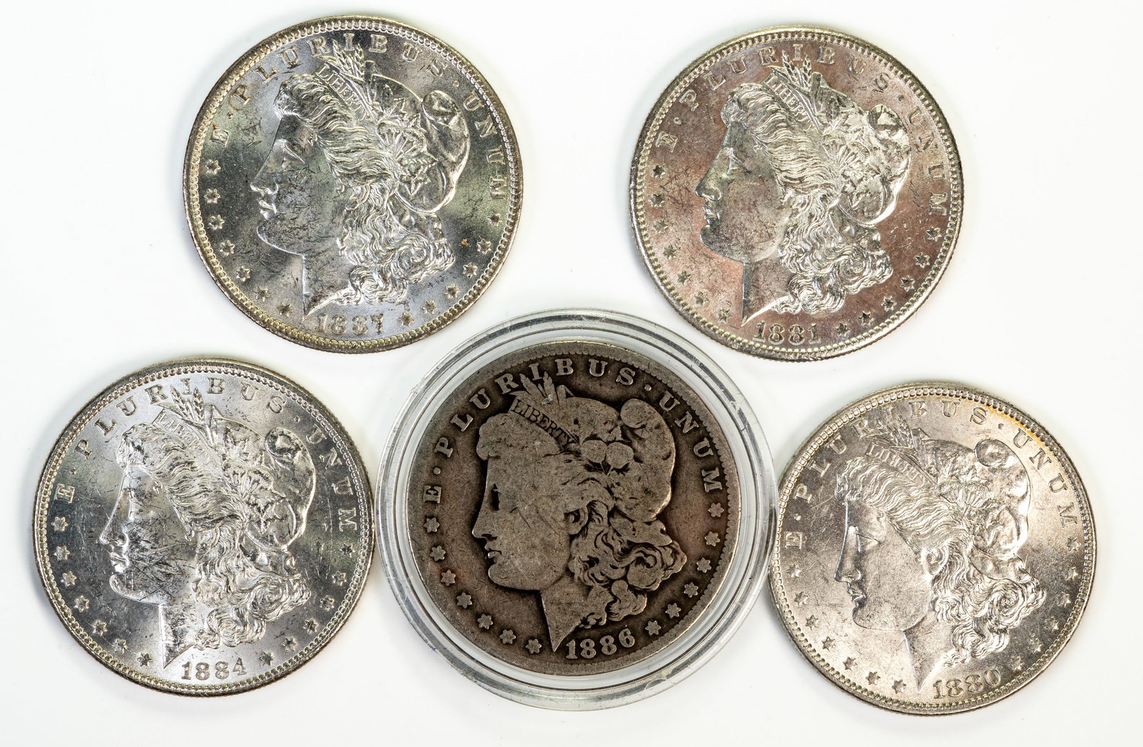 Five (5) Morgan Silver Dollars (1 of 3)