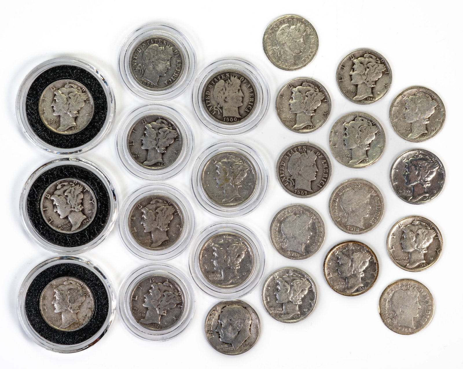 Twenty-Four (24) Mixed Lot Dimes Barber, Mercury, Roosevelt (1 of 5)