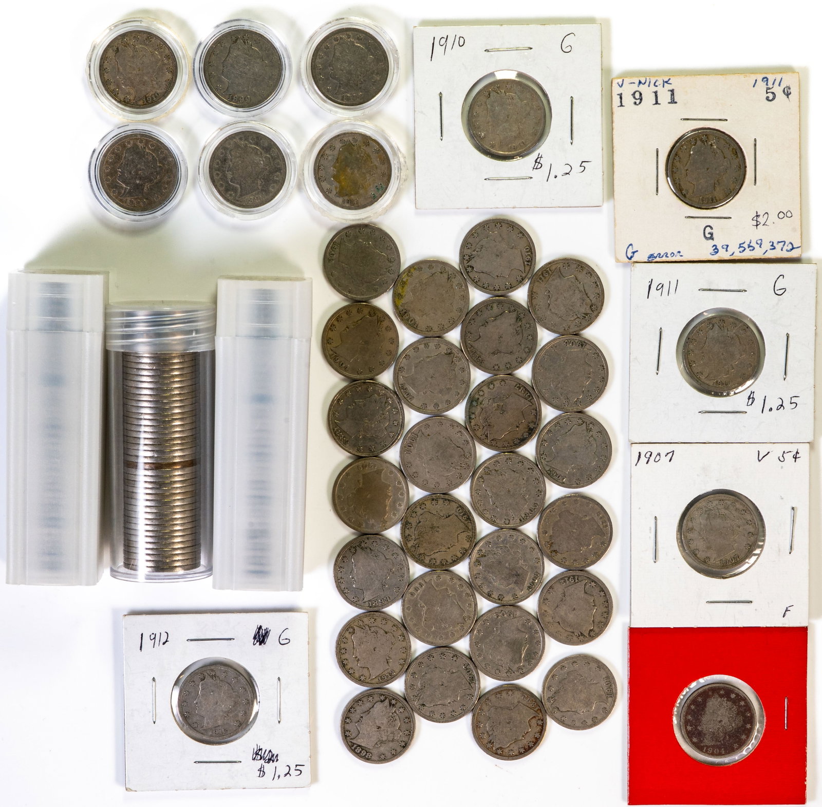 Ninety-Seven (97) V Nickels Full Dates: Lot of ninety-seven (97) V Nickels. All with full dates.